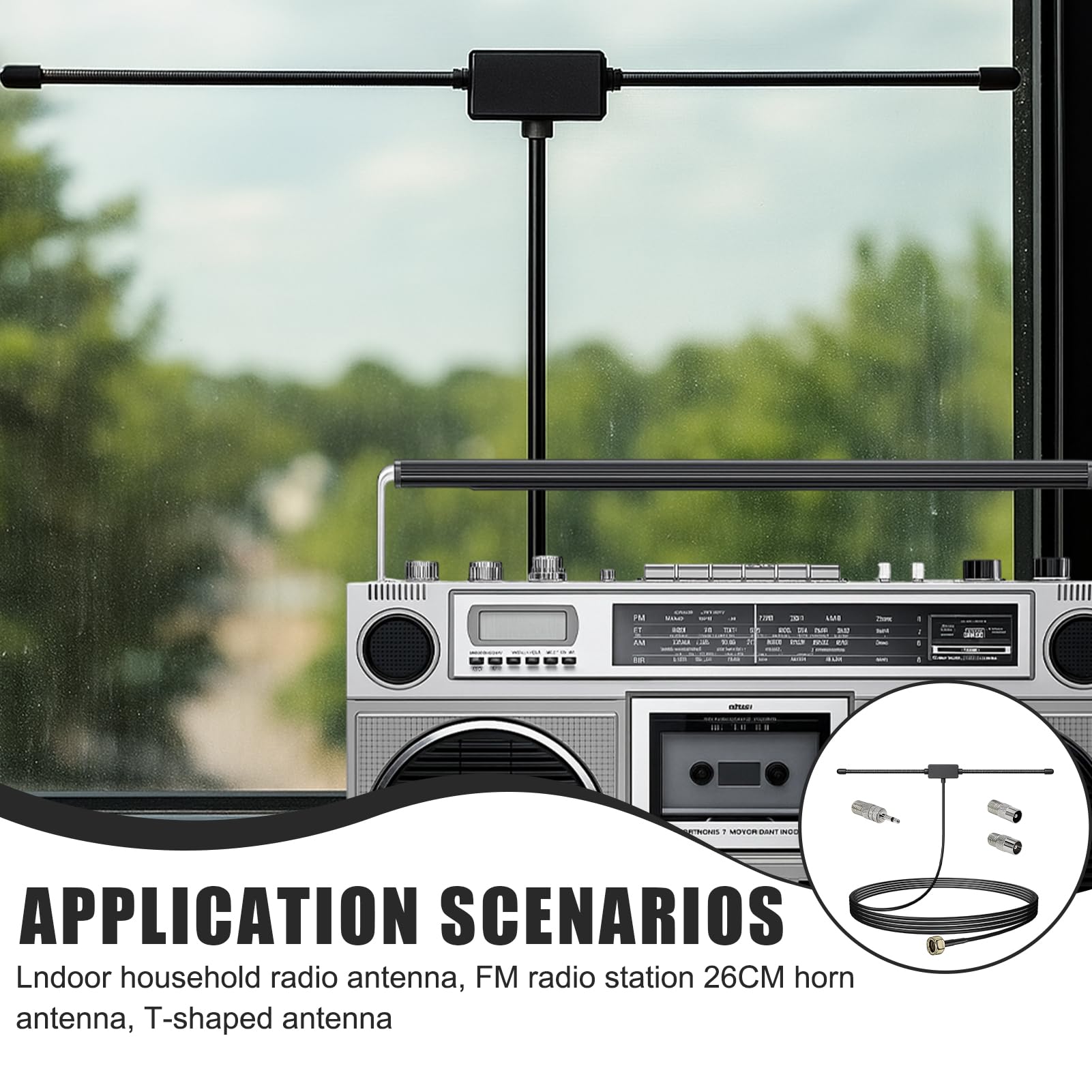 Antenne FM DAB Radio 75 Ohms Dipôle avec Connecteur Type F, 3M Câble, Compatible Bose Wave