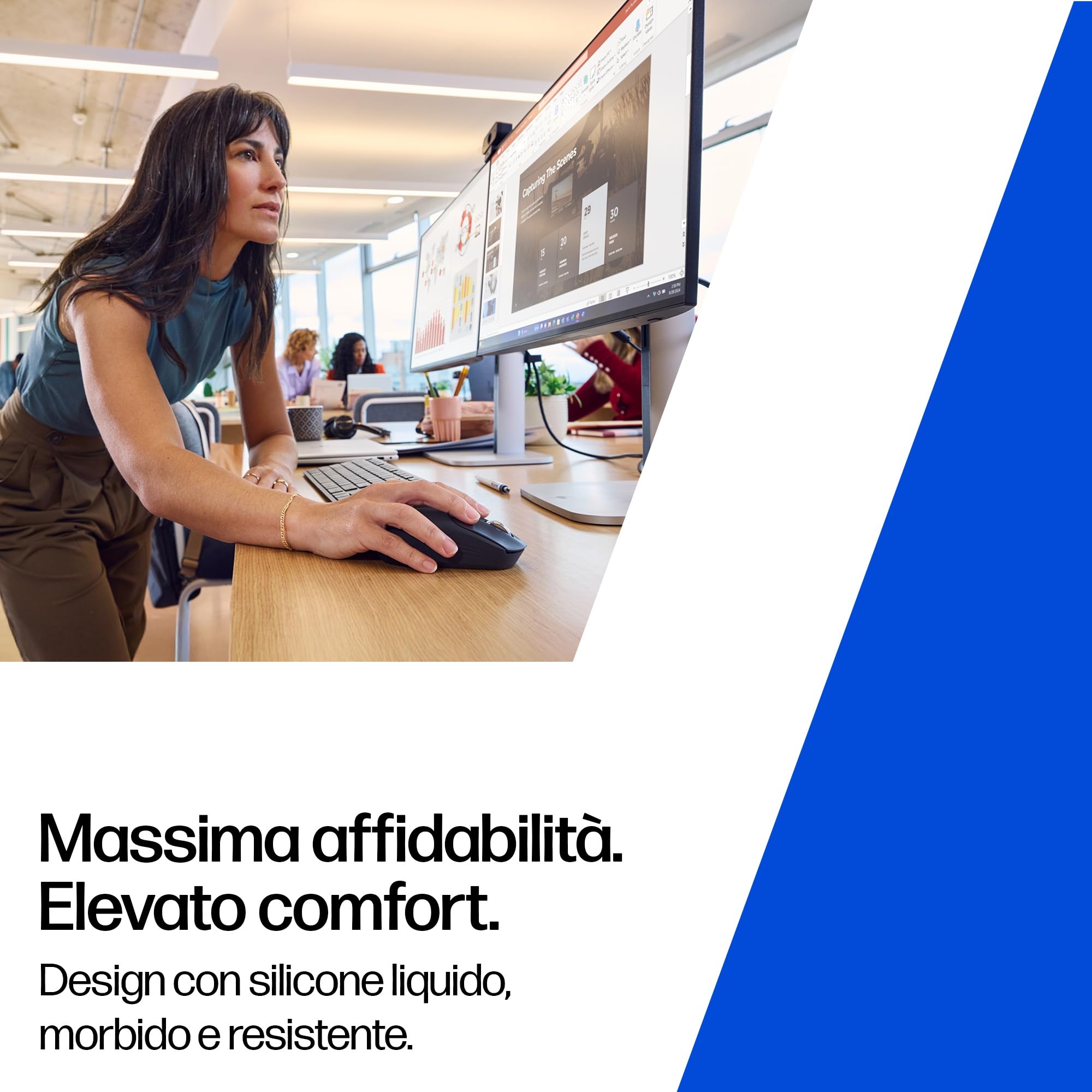 HP 700 Mouse Wireless Ricaricabile, Bluetooth 5.2, USB 2.4 GHz, 7 pulsanti programmabili, fino a 30 giorni di autonomia, 6000 DPI, Compatibile con Windows, macOS, ChromeOS, iOS e Android, Nero