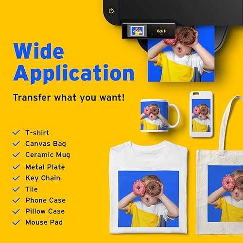 Miniatura 3 de Printers Jack Papel de sublimación, papel de transferencia de calor, 100 hojas de 8.3 x 11.7 pulgadas para cualquier impresora de inyección de tinta