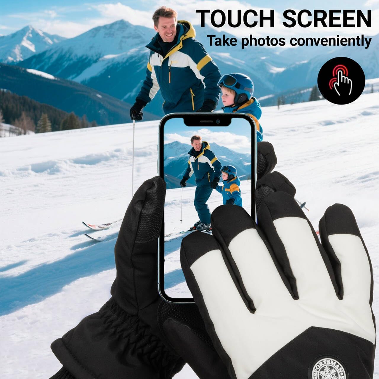 Winter Ski-Snow-Gloves for Men Women Touchscreen Water-Repellent Windproof Gloves for Riding Cycling