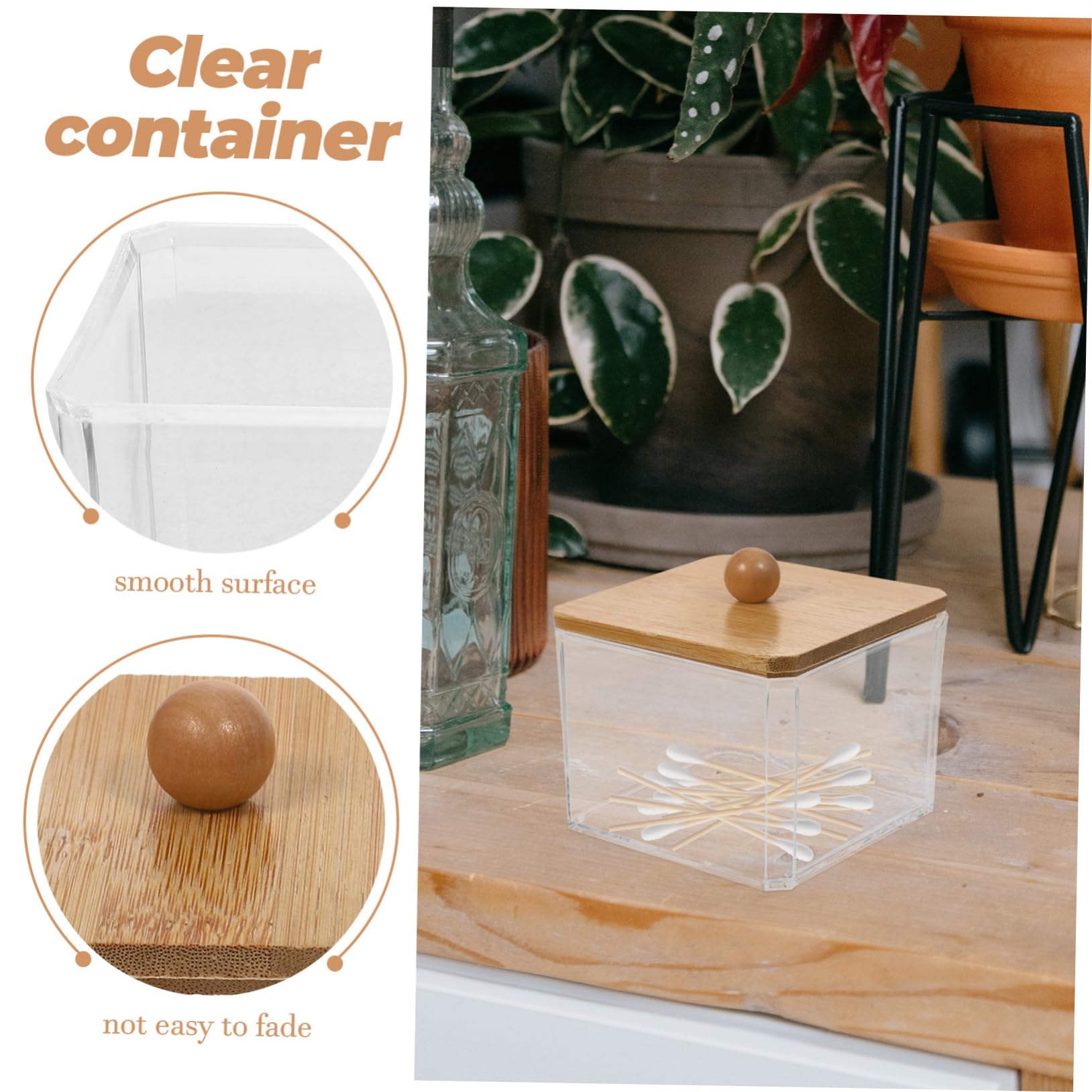 Cabilock 5-teiliger Wattestäbchenhalter Make-up-schwamm-organizer Wattepad-box Mit Deckel Glatter Holz-organizer Für Ihren Schminktisch Verhindert Feuchtigkeit Und