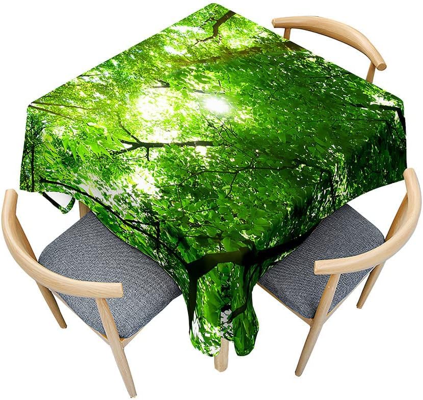 Tizhweqo Mantel Mesa Rectangular Vegetación, Manteles Antimanchas árboles, 3D Impresión Mantel Impermeable Lavable para Cocina Salón Comedor, 140x200 cm Q.P2226
