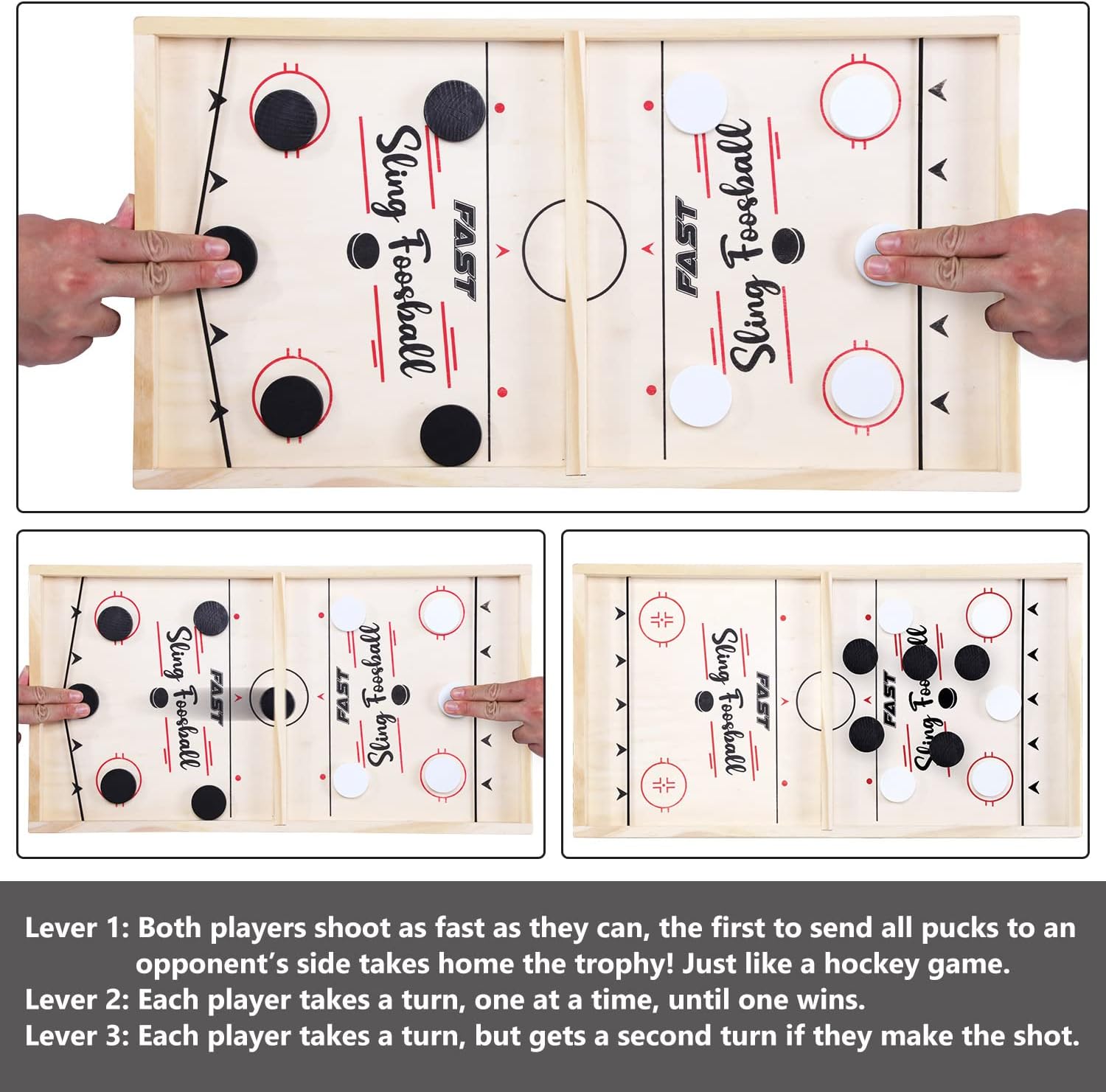 Toydaze Sling Foosball Fast Sling Puck Game with Extra 10 Pucks & 2 Slingshots for Spare Use, Portable Slingpuck Board Game for Child, Foosball Slingshot Game Board, Available in Large & Small Sizes