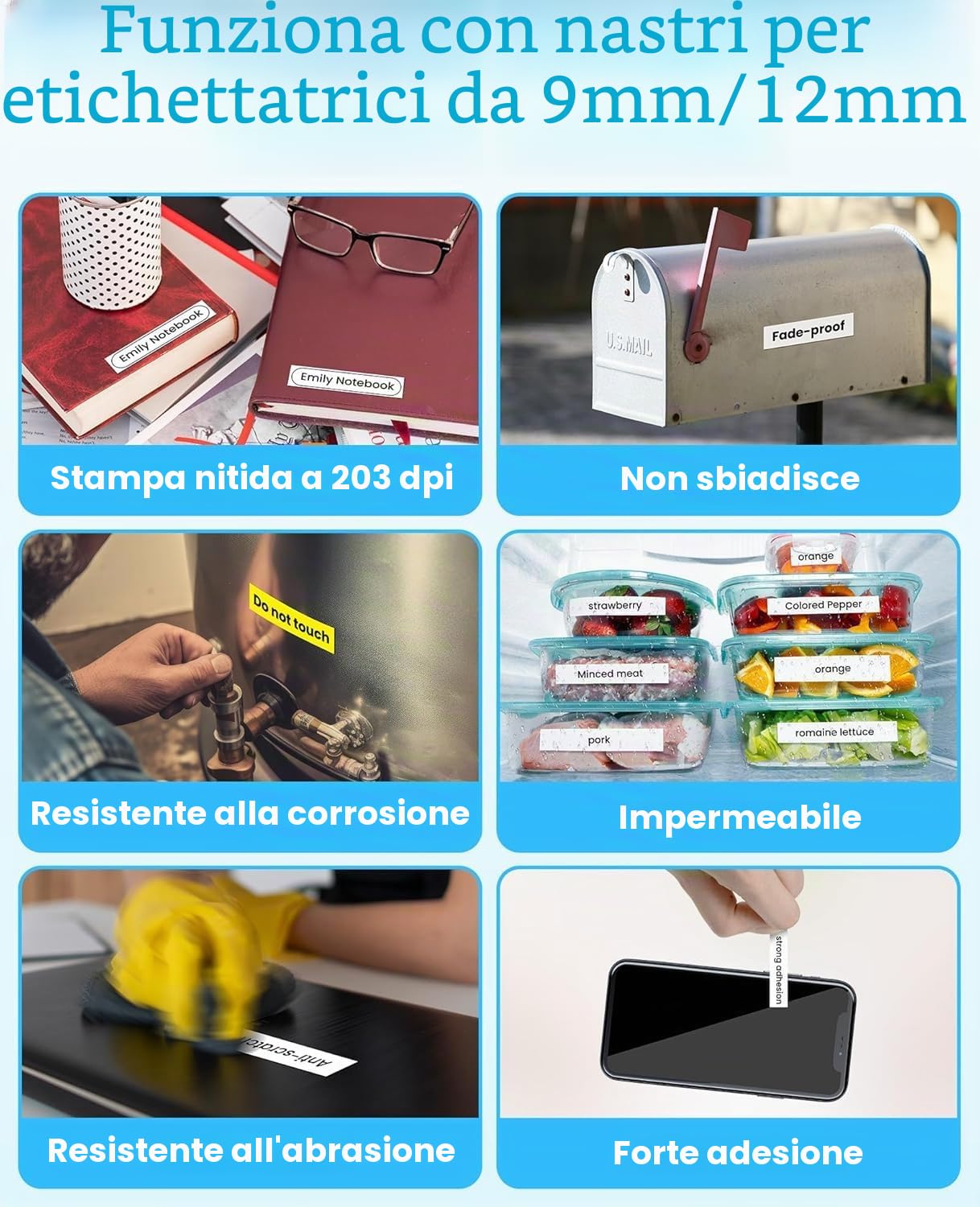 Stampante Etichette Adesive, Etichettatrice Etichette Adesive Portatile, Macchina da Scrivere con Tastiera QWERTZ, M950 Stampanti con Etichette, Stampante per Adesivi per Casa Ufficio Scuola