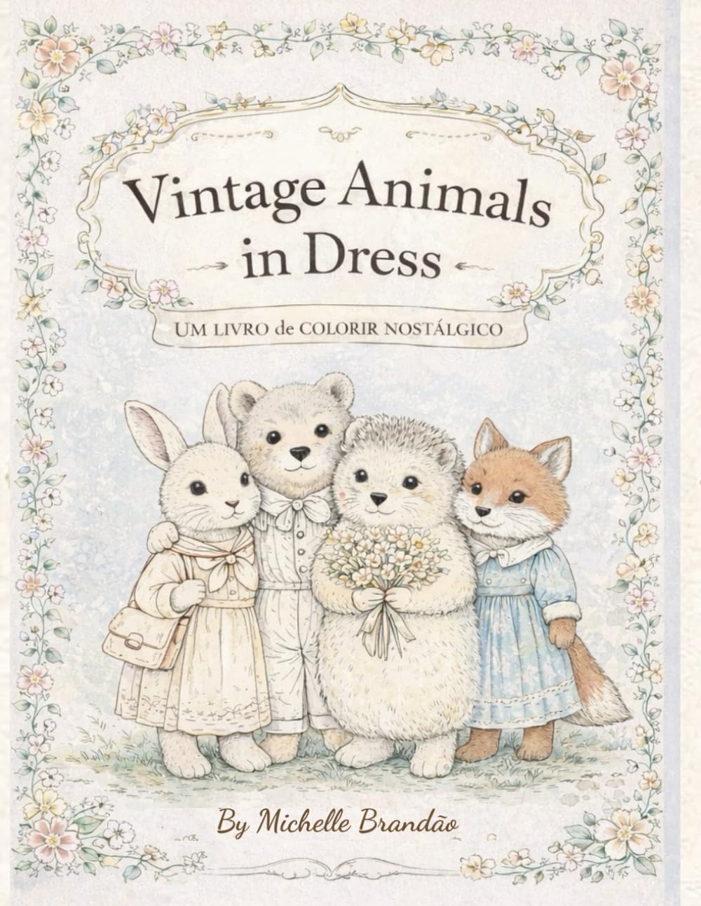 Vintage Animals in Dress: Um Livro de Colorir Nostálgico com Animais em Roupas Atemporais