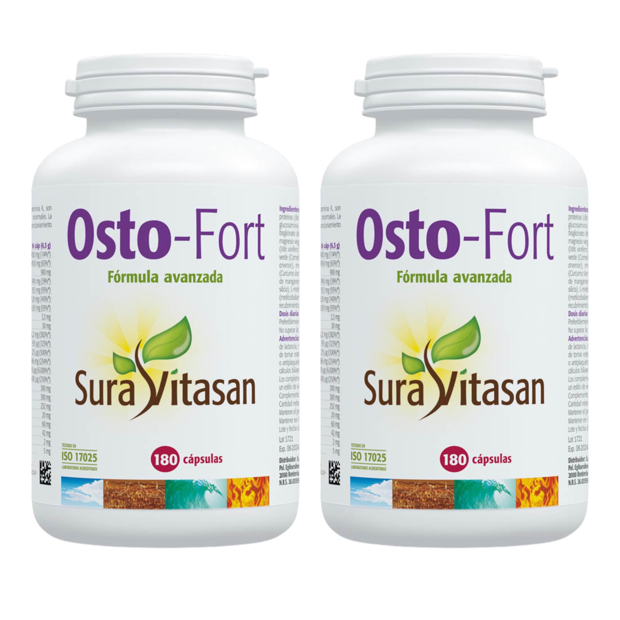 SURA VITASAN Osto-Fort Pack de 2 x 180 (360 Cápsulas) | para Salud Ósea y Dental, con Hidroxiapatita Microcristalina, Vitaminas D3 y K2, Minerales, Extractos y Aminoácidos