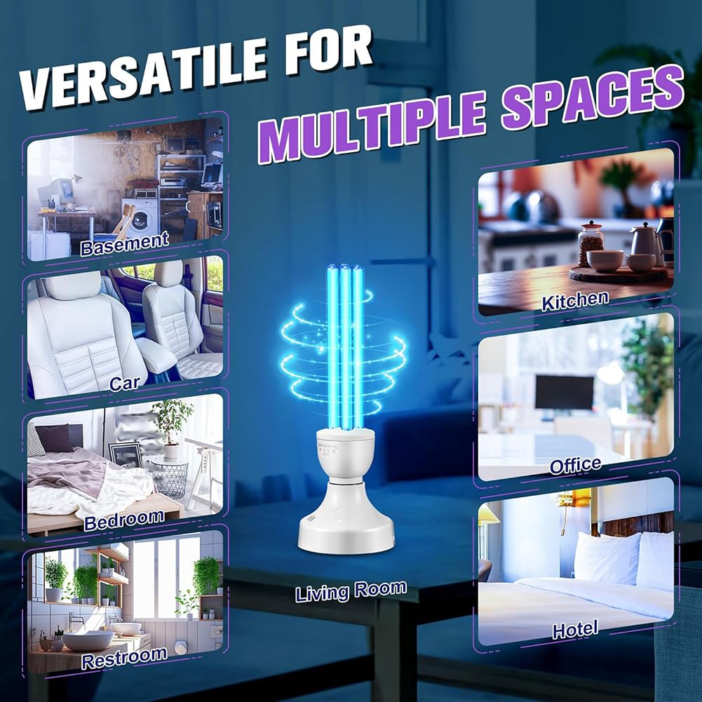 Genérico Bombilla Germicida UVC de 25W, Bombillas de Luz UV de 254nm con Base E27, Esterilización de 360° para Áreas de 500 pies Cuadrados efectivas