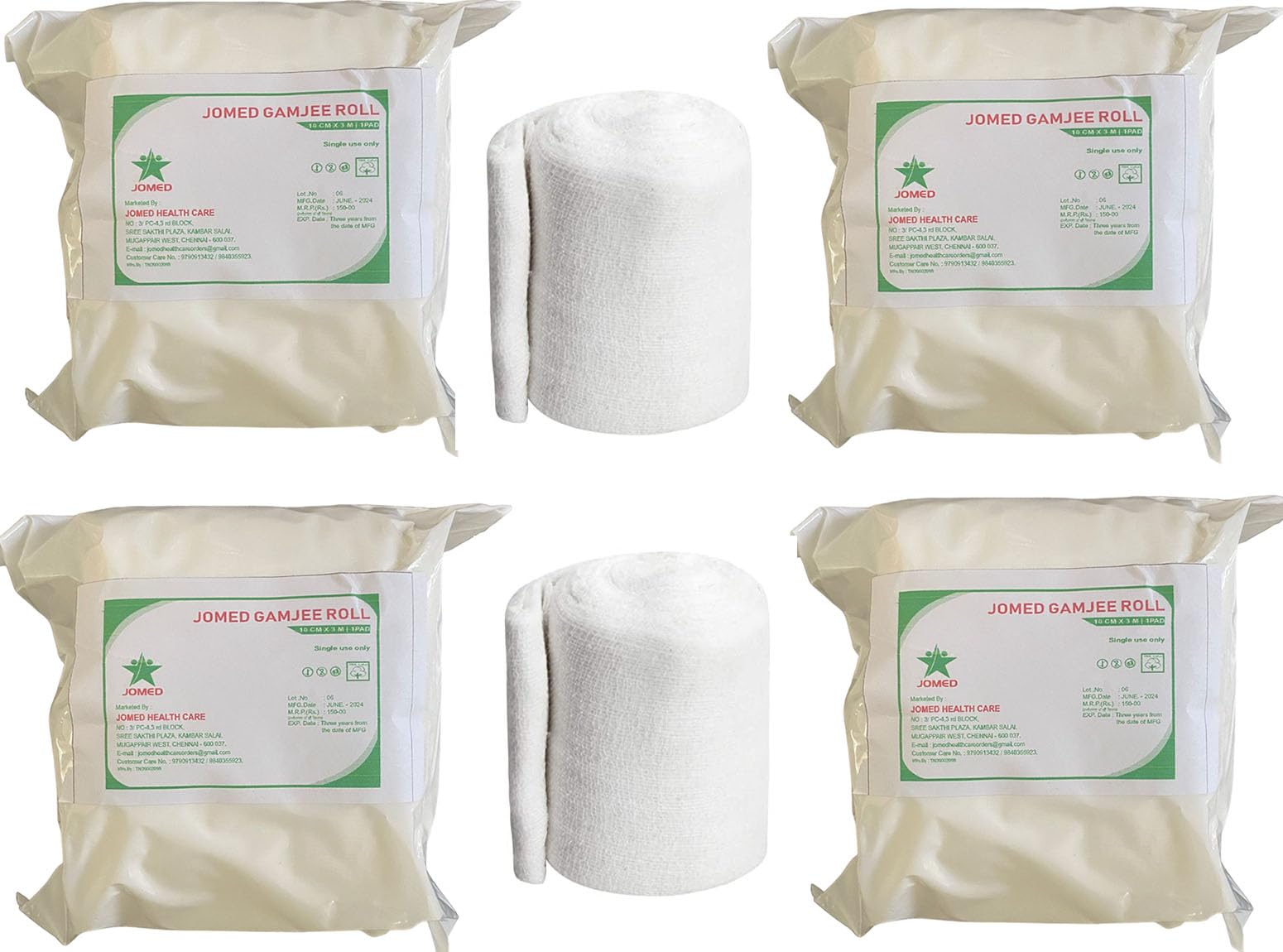 JOMED - GAMJEE ROLL Non-Sterile Gamjee Roll 10 cm x 3 mts - 4 pkt