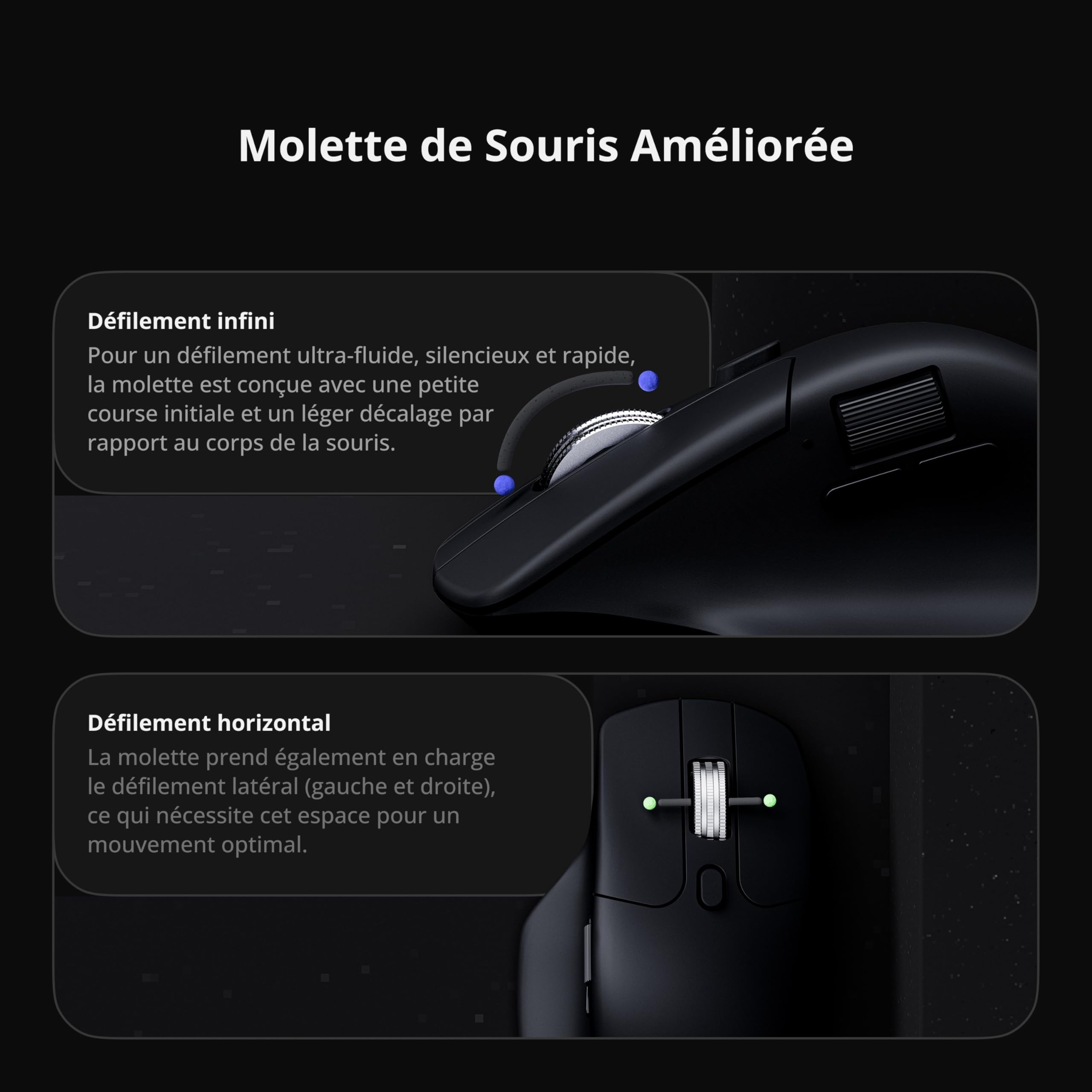 Keychron M6 Souris Silencieuse sans Fil, 2.4 GHz/BT 5.3/USB-C, 8000Hz, PixArt 3950, Molette en Métal, Autonomie Jusqu’à 120h, Programmable Via Launcher, Souris Gamer pour Windows, Mac et Linux, Noir