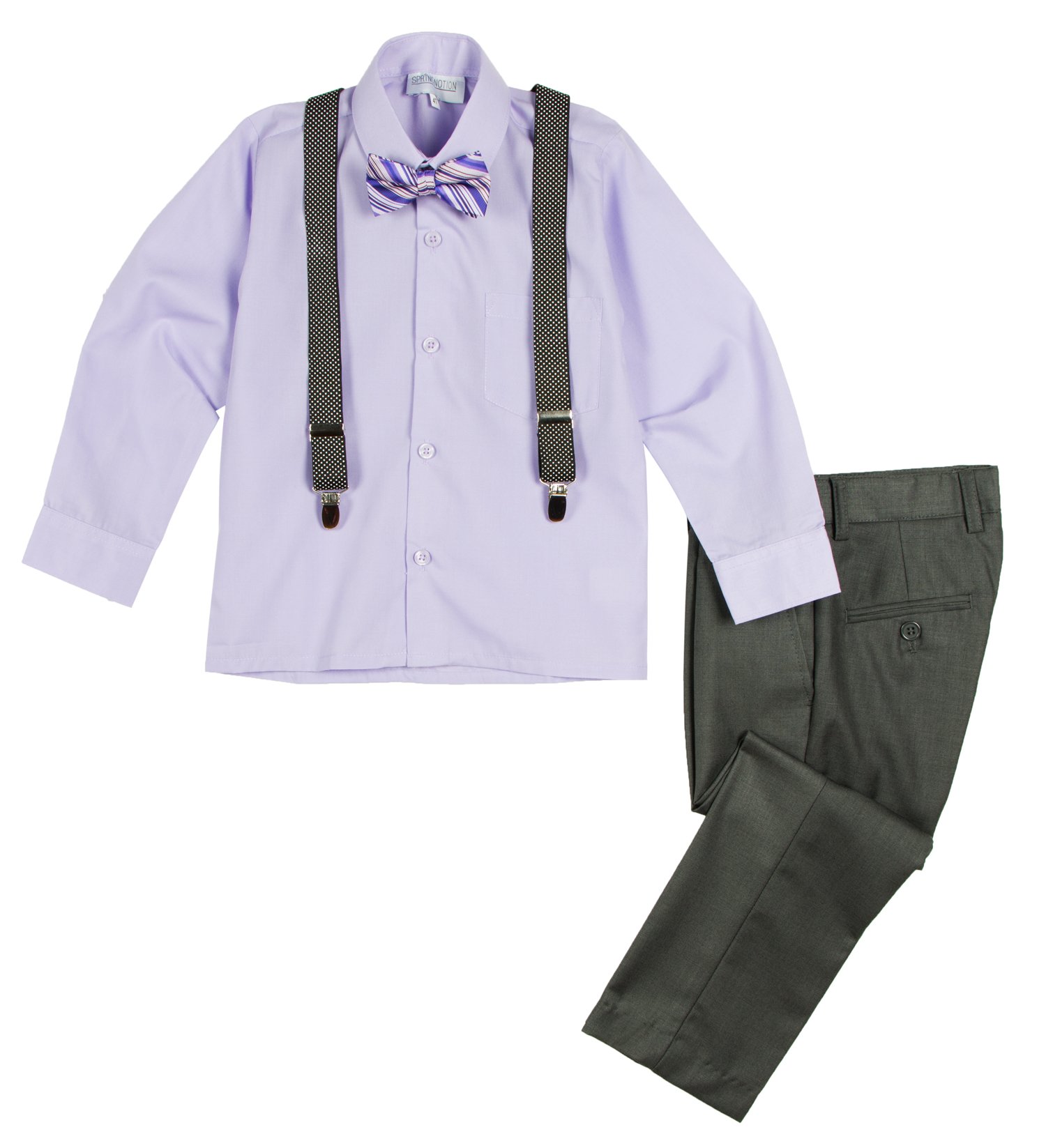 Spring Notion Boys' 4-Piece Patterned Dress up Pants Set