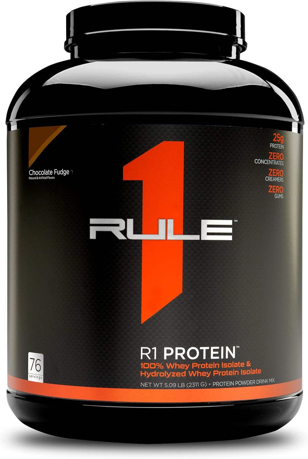 Rule One Proteins, R1 Protein - Chocolate Fudge, 25g Fast-Acting, Super-Pure 100% Isolate and Hydrolysate Protein Powder with 6g BCAAs for Muscle Growth and Recovery, 5 Pounds, 76 Servings : Health & Household
