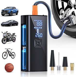 Tire Inflator Portable Air Compressor, 150PSI & 25000mAh Portable Air Compressor with Digital Pressure Gauge, 2X Faster Inflation Cordless Air Pump for Car, Motorcycle, Bicycle and More