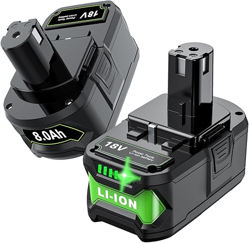 TURPOW New Tech - Batería de litio de 8.0Ah de repuesto para Ryobi de 18 V, compatible con Ryobi 18 Voltios ONE+ Plus P107 P108 P102 P103 P104 P105