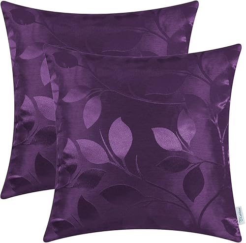 CaliTime Paquete de 2 fundas de almohada para sofá, decoración del hogar, contraste brillante y opaca, hojas de crecimiento vibrantes, 18 x 18