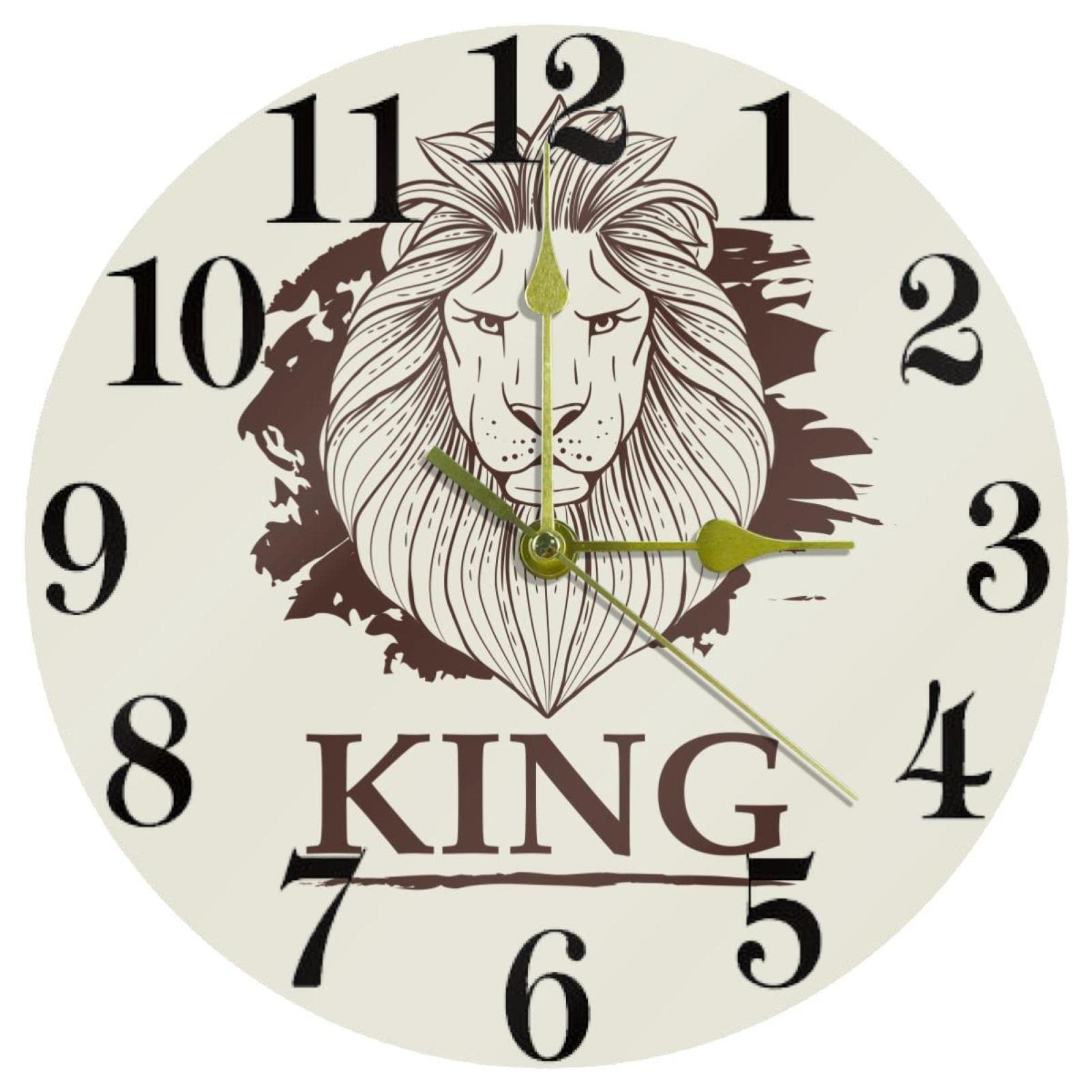 Horloge silencieuse King Lion sans tic-tac de 25,4 cm pour un espace de travail calme