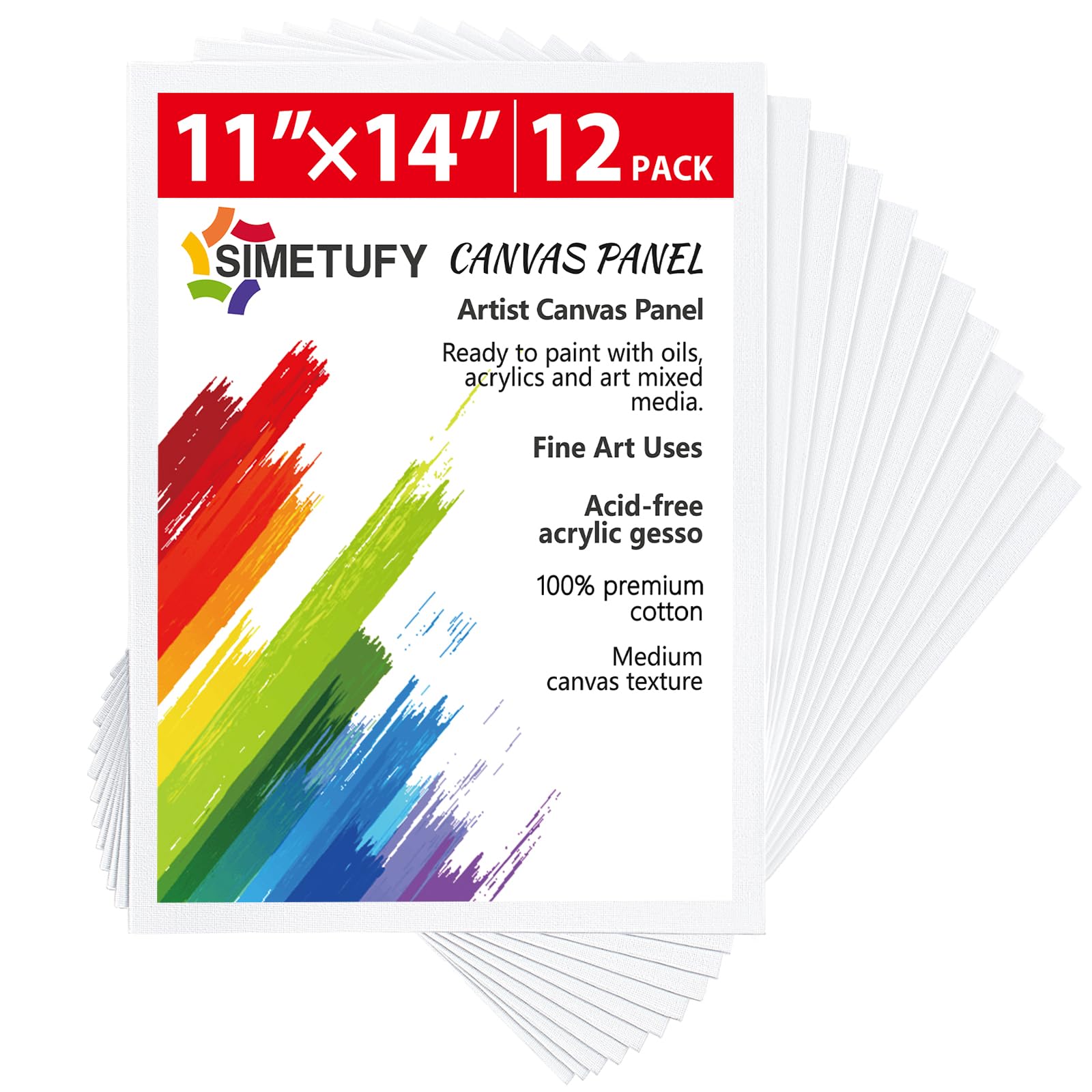 Snapklik.com : Simetufy 11 X 14 Inch 12 Pack Painting Canvas Panels