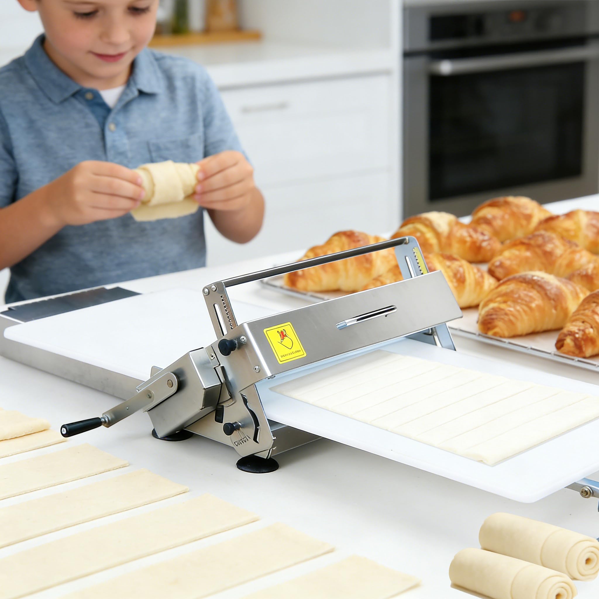 Máquina para Laminar Masa Plegable | Prensadora Manual para Masa de Hojaldre, Croissants y Pasteles | Ajuste de Grosor para Pasta y Pizza | Equipo de Panadería para Mostrador 90×40cm