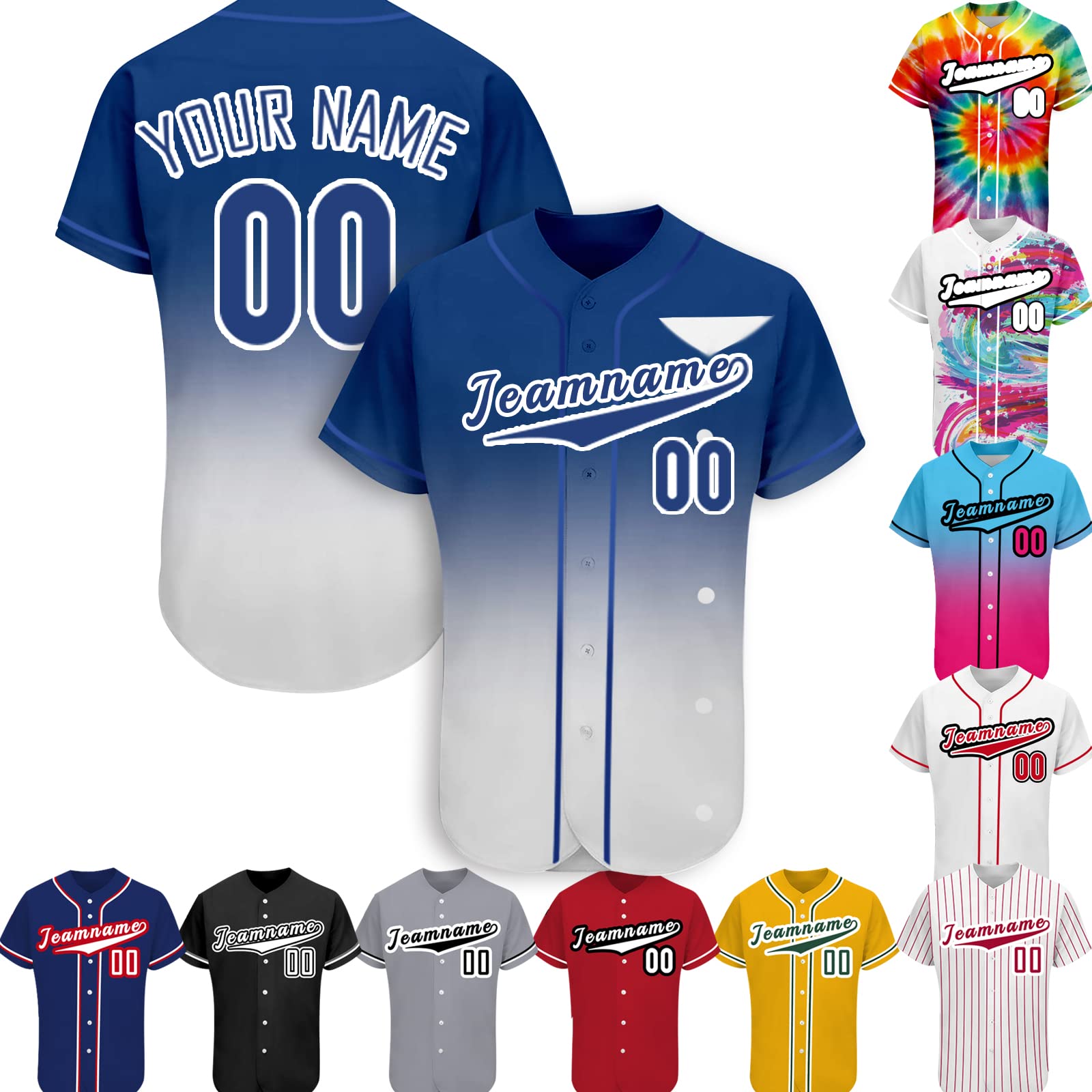Custom Baseball Jersey Men Women Customize Button Down Personalized Baseball Shirt Print Name Numbers Logo for Adult/Youth