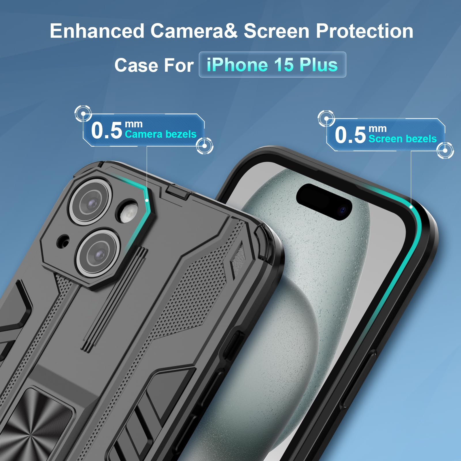 Funda para Xiaomi Redmi Note 15 Pro 5G, Carcasa Antigolpes con Soporte anular metálico, Case Protectora de Grado Militar, Azul — view 298