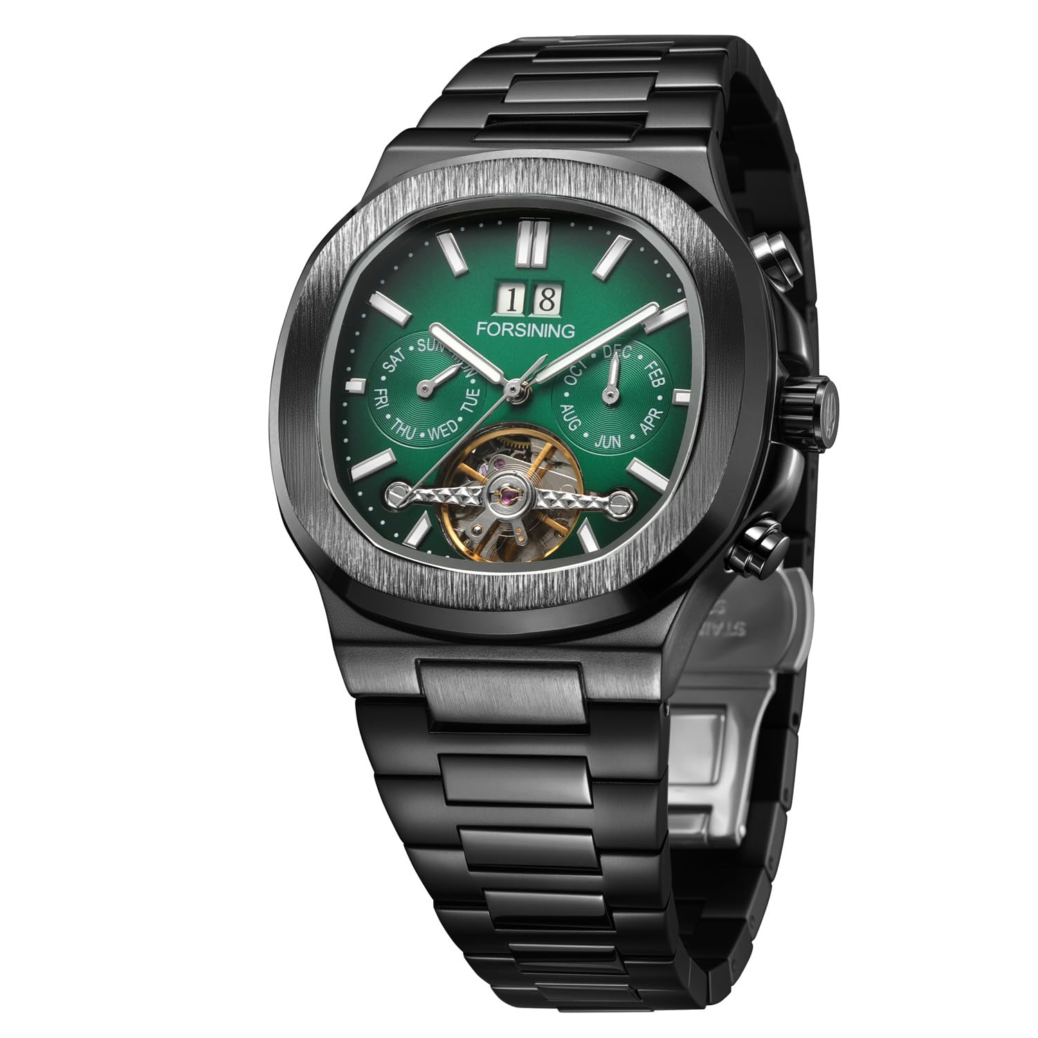 Montre mécanique creuse pour homme - Multifonction - Tourbillon - Automatique - Carrée