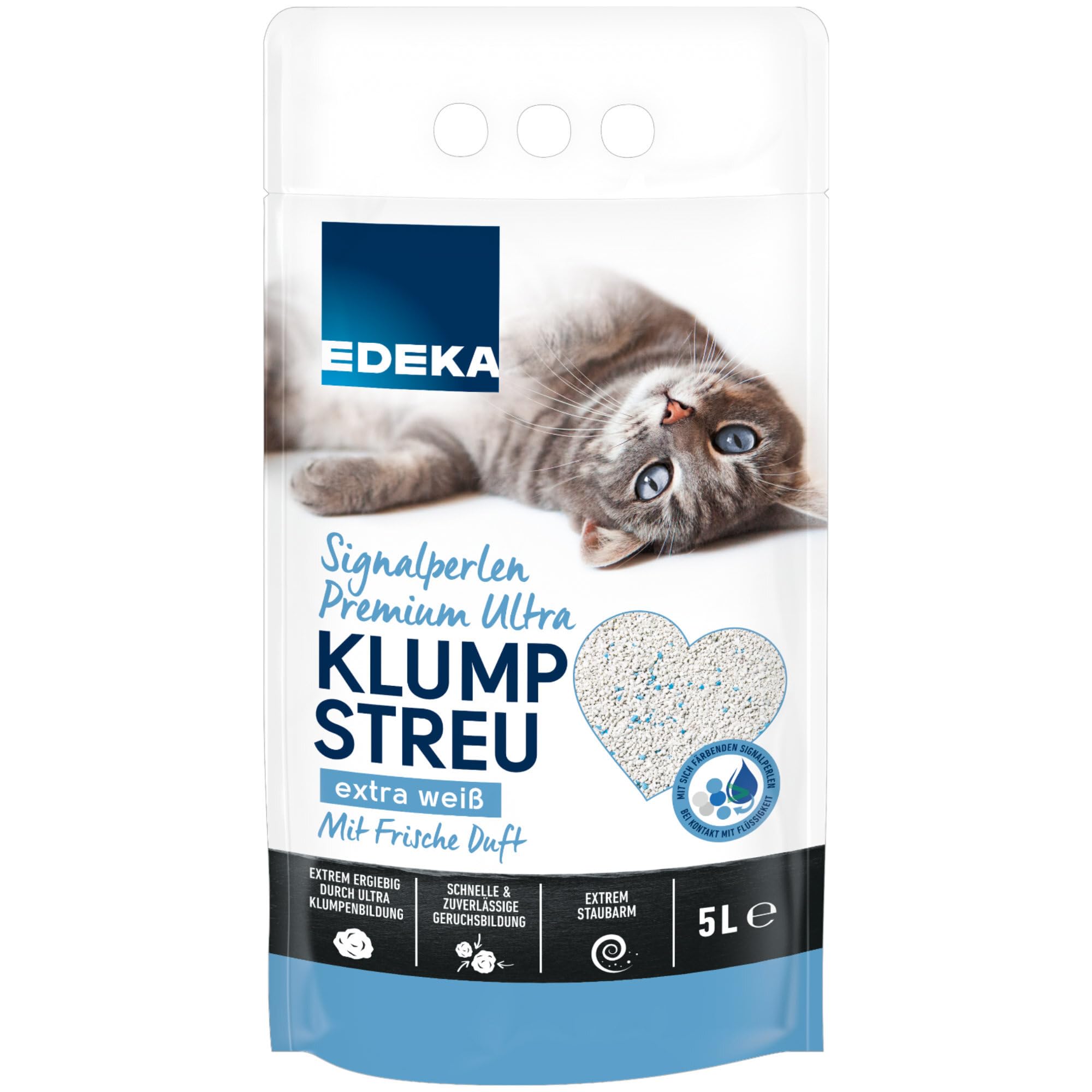 Edeka Signalperlen Premium Ultra Klumpstreu Katzenstreu (5 Liter Packung) +  usy Block : Amazon.de: Haustier
