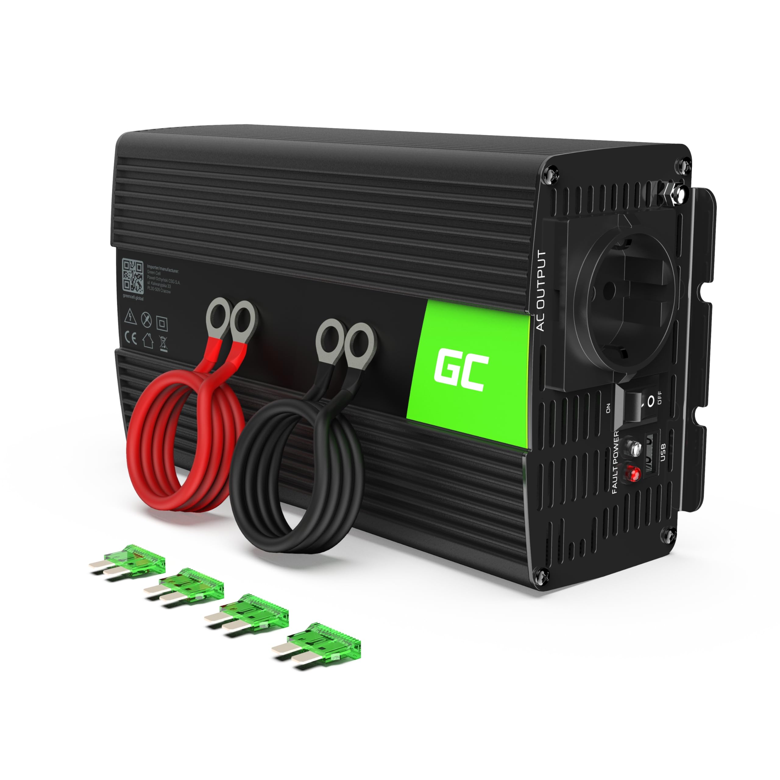 Green Cell 1000W/2000W 12V auf 230V Volt kfz Spannungswandler Wechselrichter Power Solar Inverter DC AC Umwandler Stromwandler Fahrzeuge Wohnwagen Auto Modifizierte Sinus Sine Wave Autoladegerät