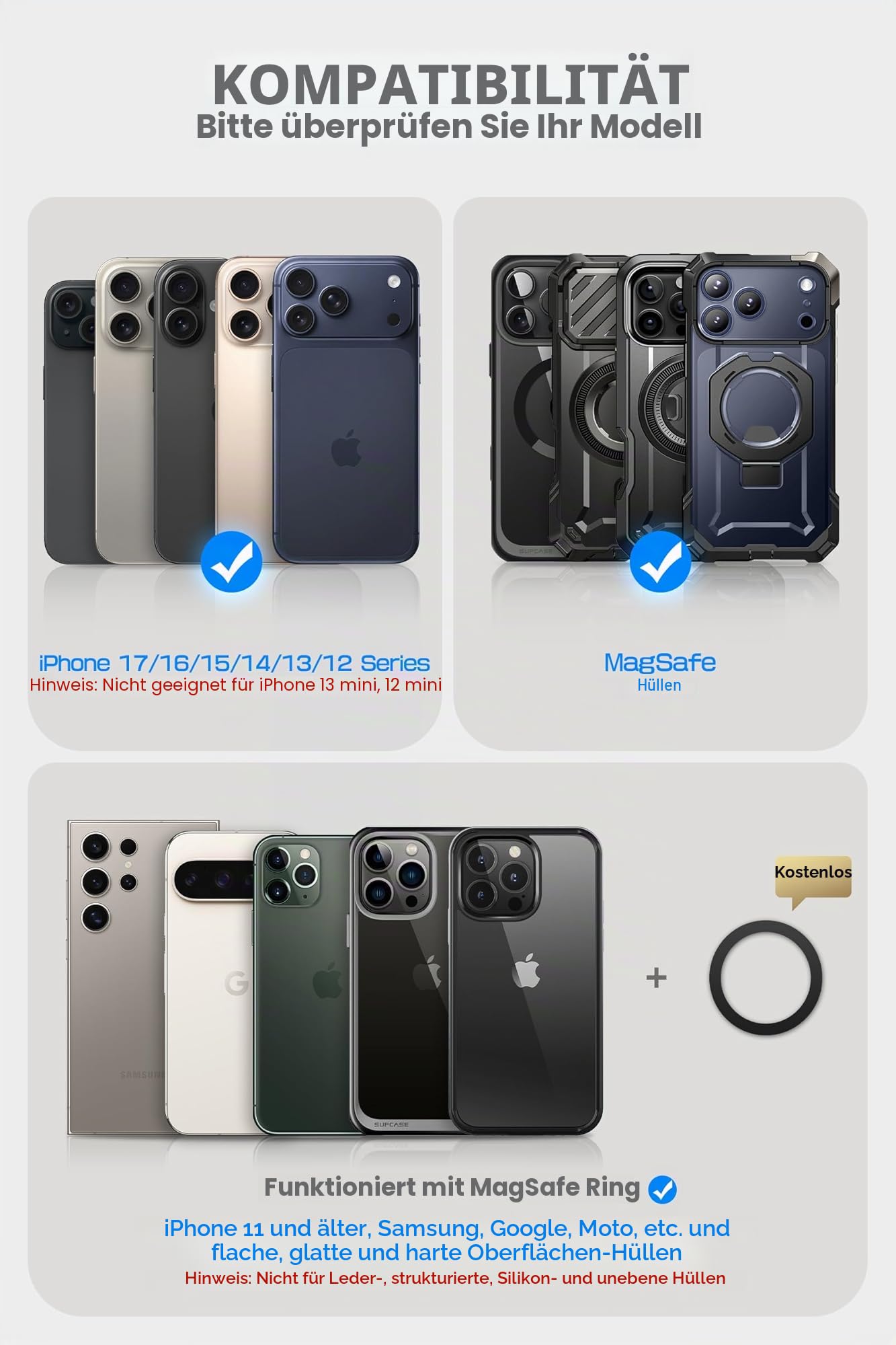 SUPCASE für MagSafe Wallet Apple Kartenhalter iPhone Magsafe Geldbörse [Hold 5 Karten] [RFID-Blockierung] Verstellbar Handy Ständer Kreditkartenhalter für iPhone 17/16/15/14/13/12 Serie (Carbon)