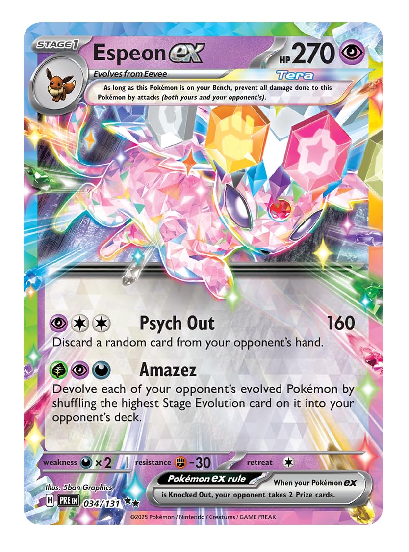 Espeon ex 034/131 Ultra Rare Pokemon Card | Rare Pokmon Cards | Pokmon EX | Prismatic Evolutions | Pokemon Scarlet and Violet | Titan Cards Authenticated