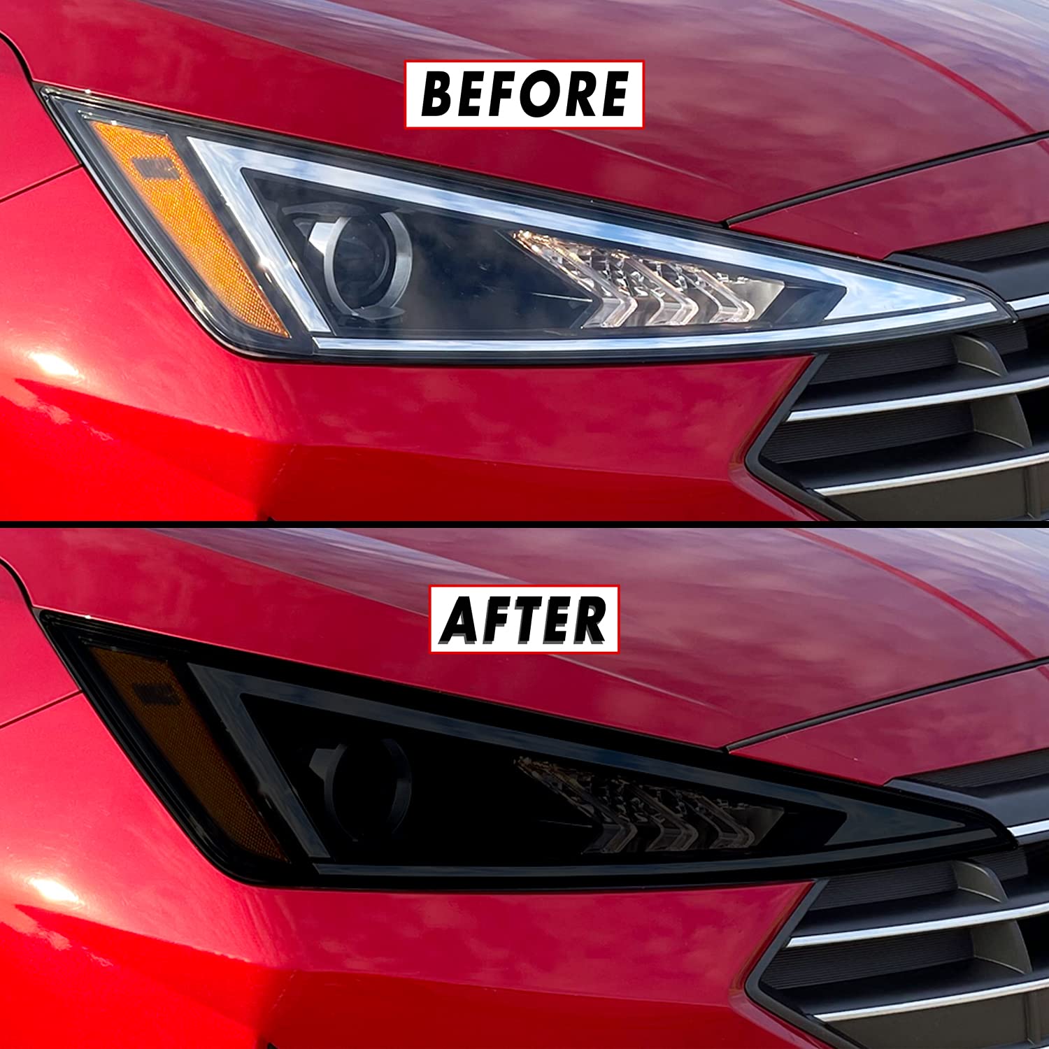 SlickMod PreCut Vinyl Smoke Tint for 2019-2020 Hyundai Elantra Headlight & Foglight (1. Headlight, 20percent Dark Smoke)