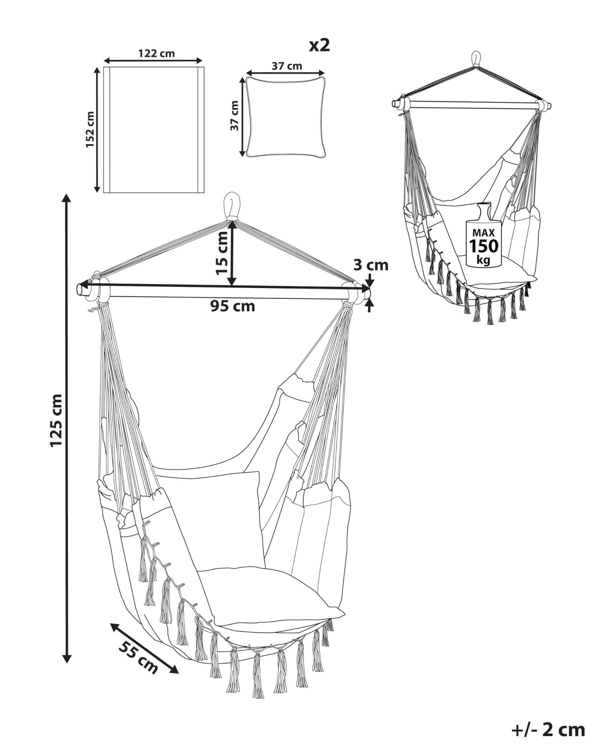 Brasilianischer Hängesessel Baumwolle/Buchenholz rosa mit Fransen Boho Bonea