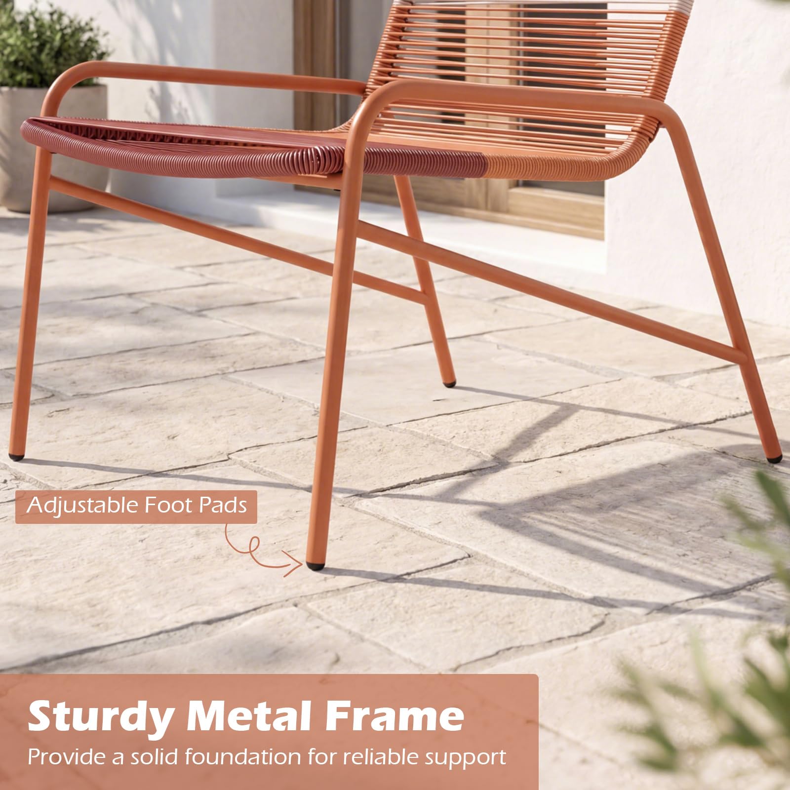 GIANTEX Set di mobili da giardino in rattan, per balcone, piccolo balcone, set di 2 sedie con tavolo, mobili da balcone per 2 persone, mobili da terrazza per esterni, set di mobili da giardino