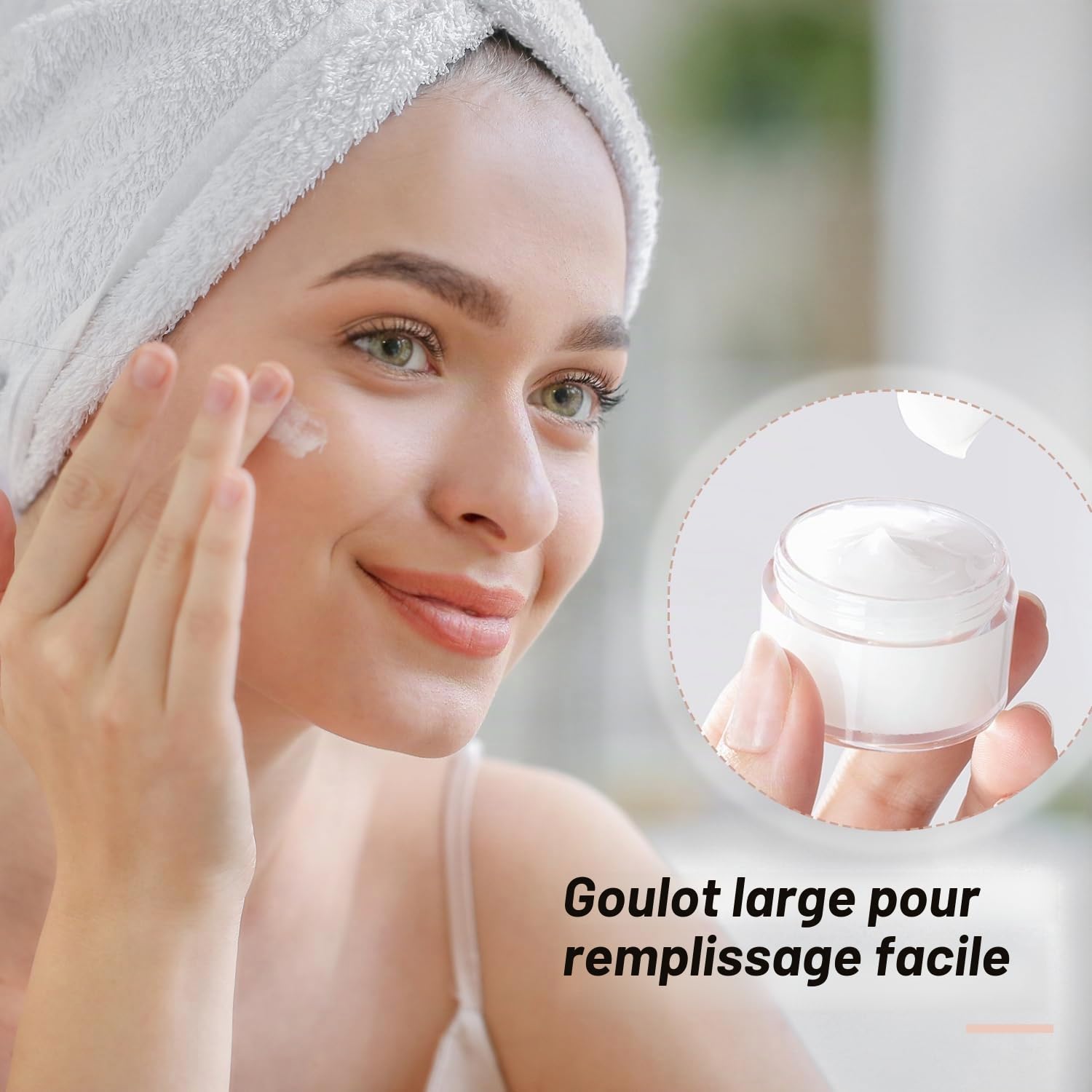 50 Petites Bouteilles vides en Plastique de 20 g avec Couvercle à vis Blanc pour Maquillage, Maquillage, Voyage, Organisateur, Distributeur pour crème, Lotion, Ongles
