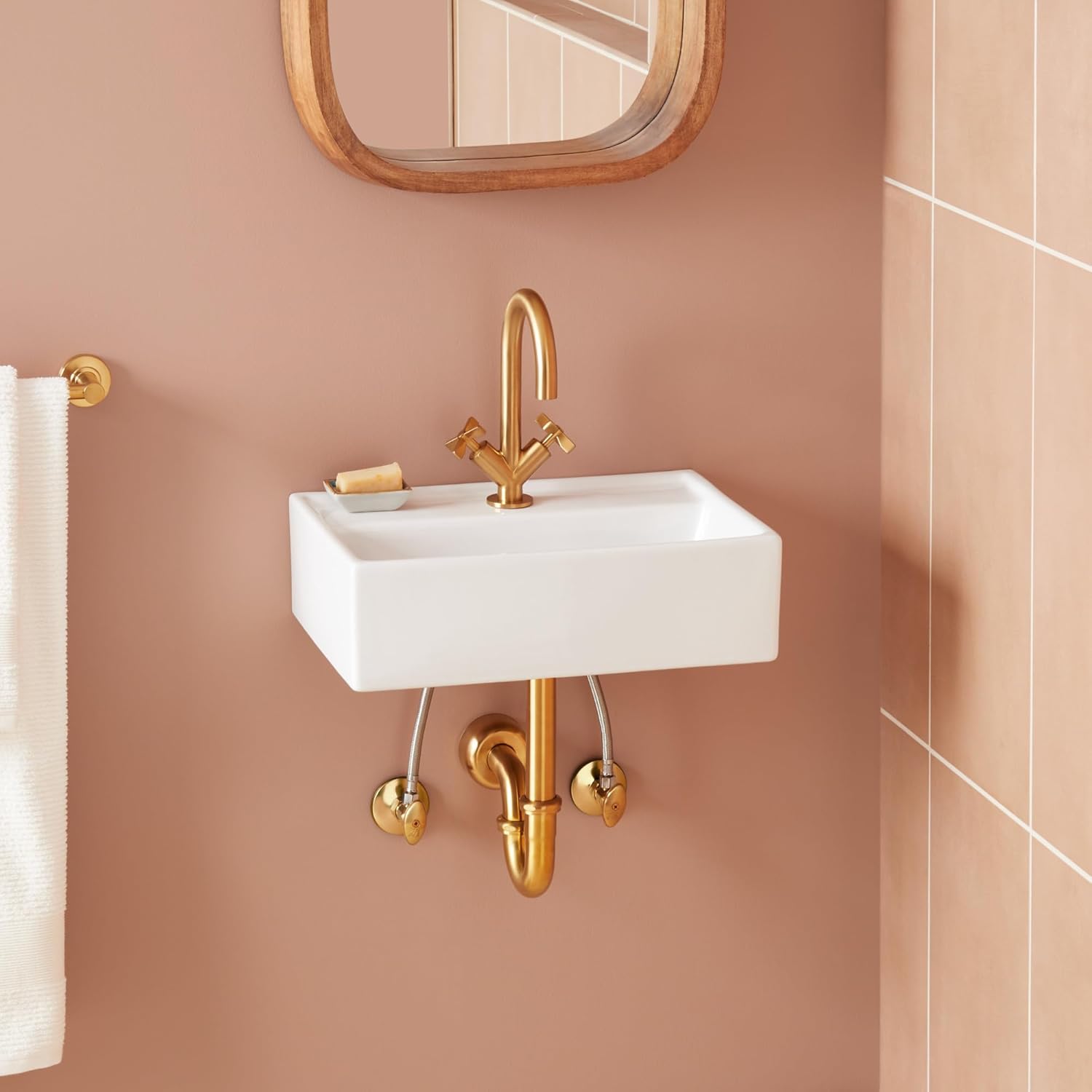 Signature Hardware 484633 Kaisy 18" Modern Porcelain Wall-Mounted Bathroom Sink with Overflow and Single Faucet Hole - White