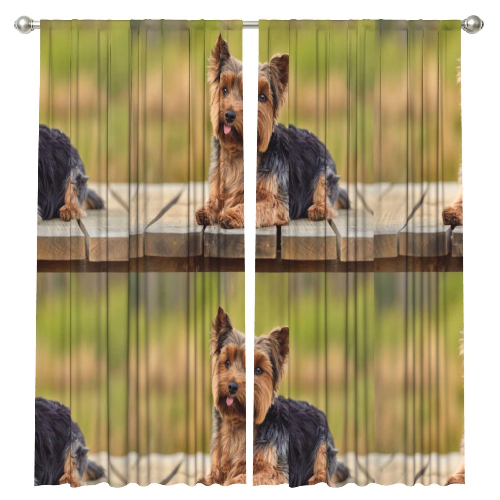 InOmak Yorkshire Terrier, 2 Panels Window Curtains 52 x 84 Inch Blackout Curtains for Living Room Bedroom