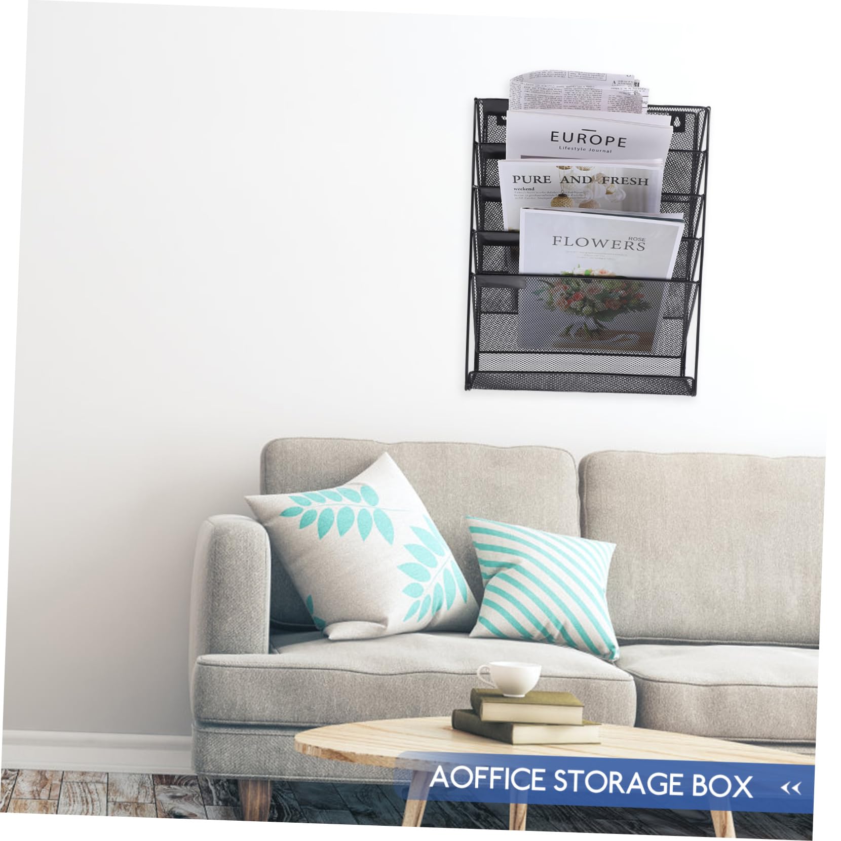 Organiseur De Courrier Mural Porte-Documents Maille Plusieurs Compartiments pour Ranger Papiers Et Dossiers Design Compact Et Élégant pour Bureau
