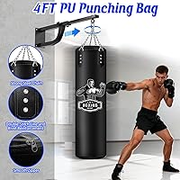 Vista 6 de Saco de boxeo colgante para adultos con soporte de pared ajustable y guantes de boxeo, saco de boxeo de pared para entrenamiento de gimnasio