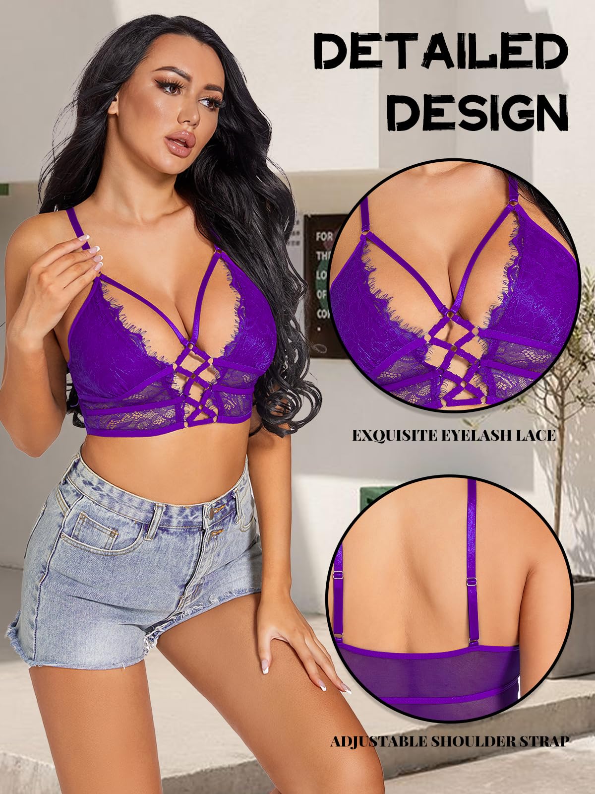 QHQQXN strój damski biustonosz na ramiączkach Criss Cross krótki top z rzęsami biustonosz kamizelka Bralette Busiter bielizna