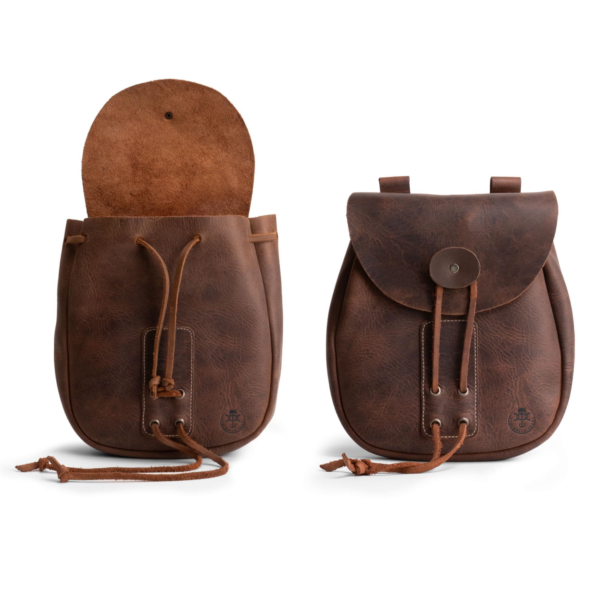 Bushcraft Bag, Portable Safe Pouch for Securely Storing Money, Coins, Bills, Valuables, Full Grain Leather, Handmade, Bourbon Brown