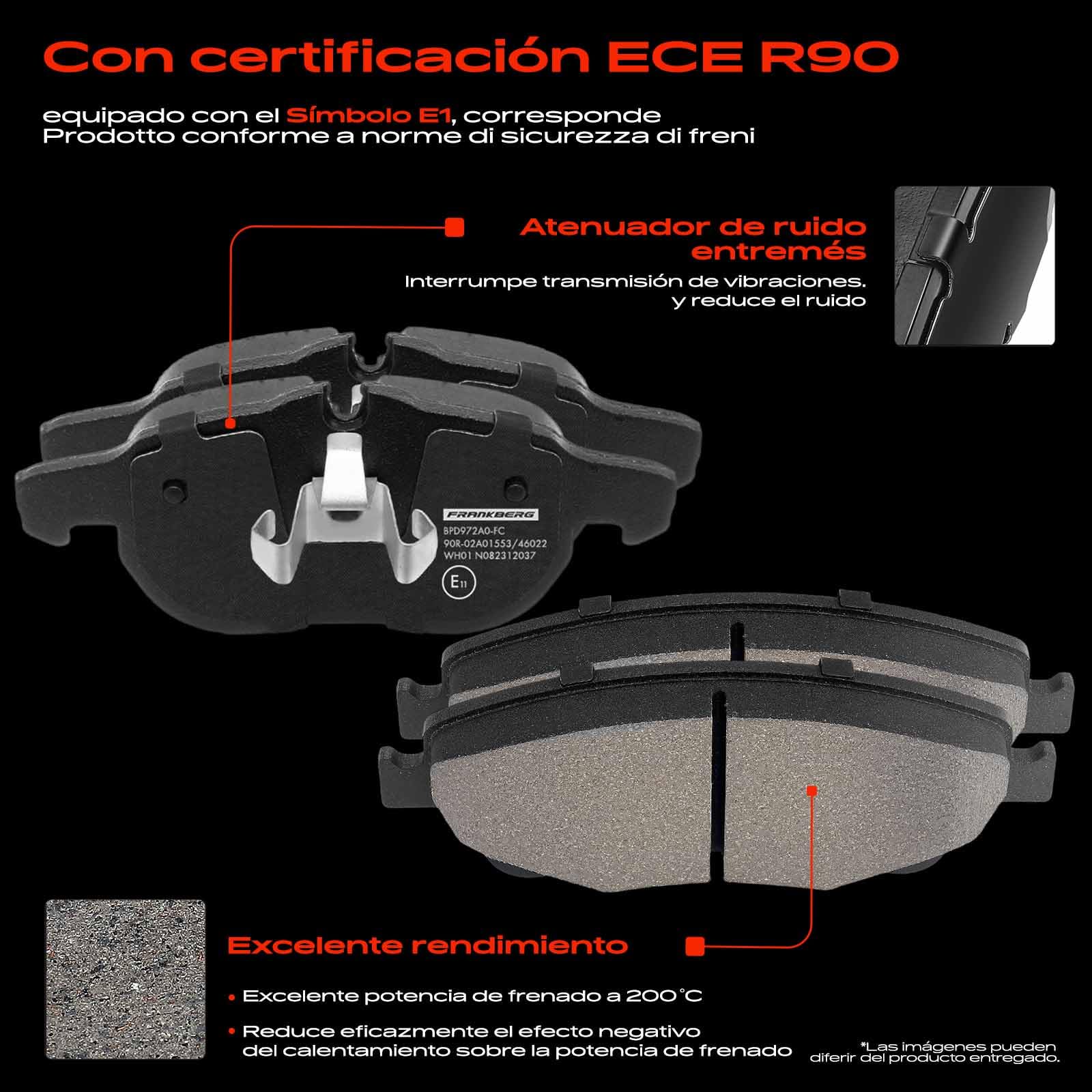 Frankberg 2x Discos de freno + 4x Pastillas de freno Eje delantero Compatible con A.u.r.i.s E15 2.0L 2.2L 2006-2012 A.u.r.i.s Combi E18 2.0L 2013-2015 Verso R2 1.6L-2.0L 2009-2018 Replace# 0446502280
