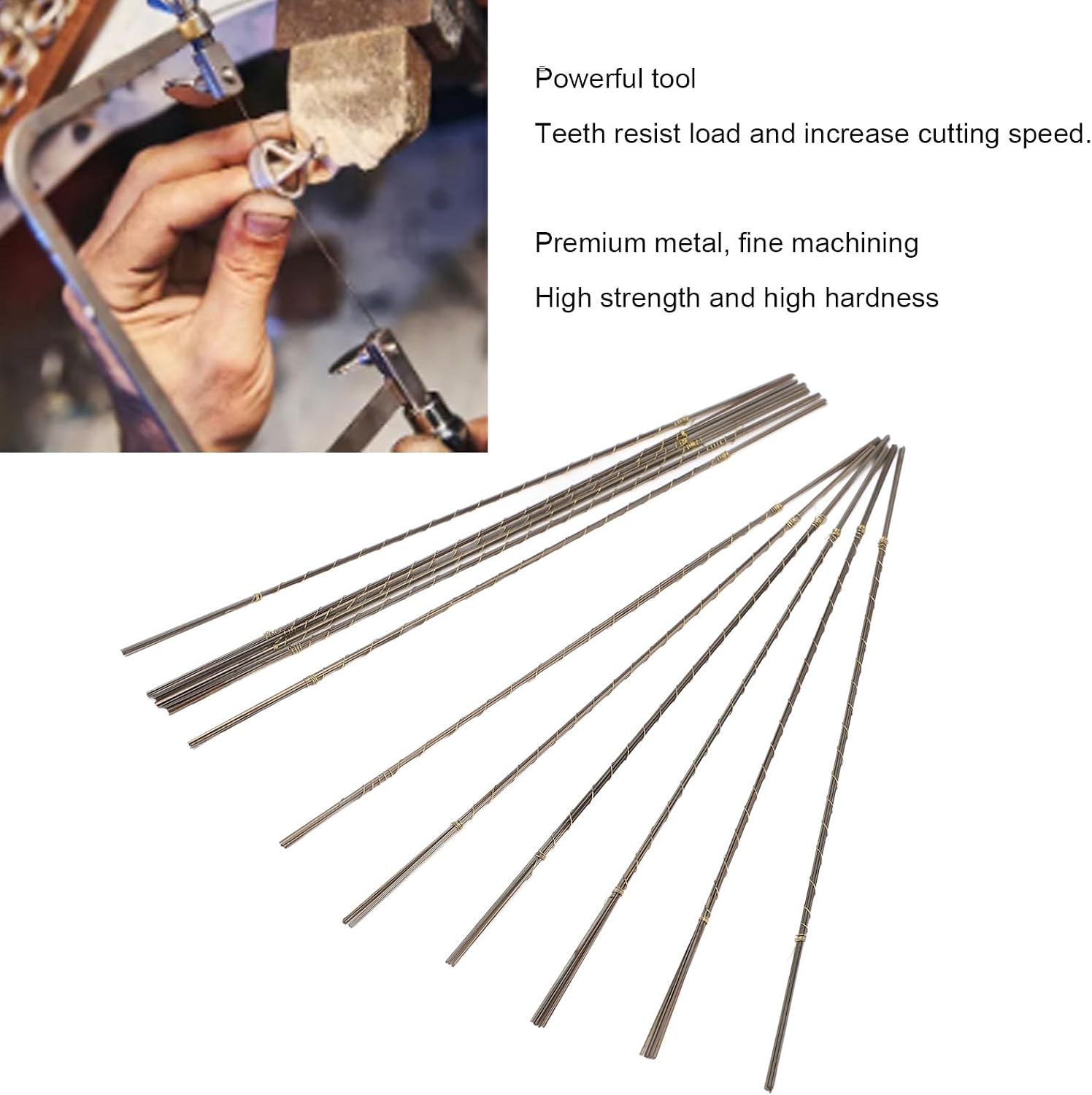 Pilipane Spiral Scroll Saw Blades High Hardness Premium Metal Cutting Tools with Spiral Teeth 7/0 for Wood Jewelry Making Metal Working Crafts 133mm Length 0.16mm Thickness 144PCS