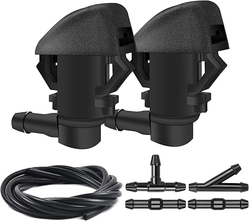 Kit de boquillas para limpiaparabrisas delantero, conjunto de boquilla para limpiaparabrisas delantero y manguera de fluido con conectores para