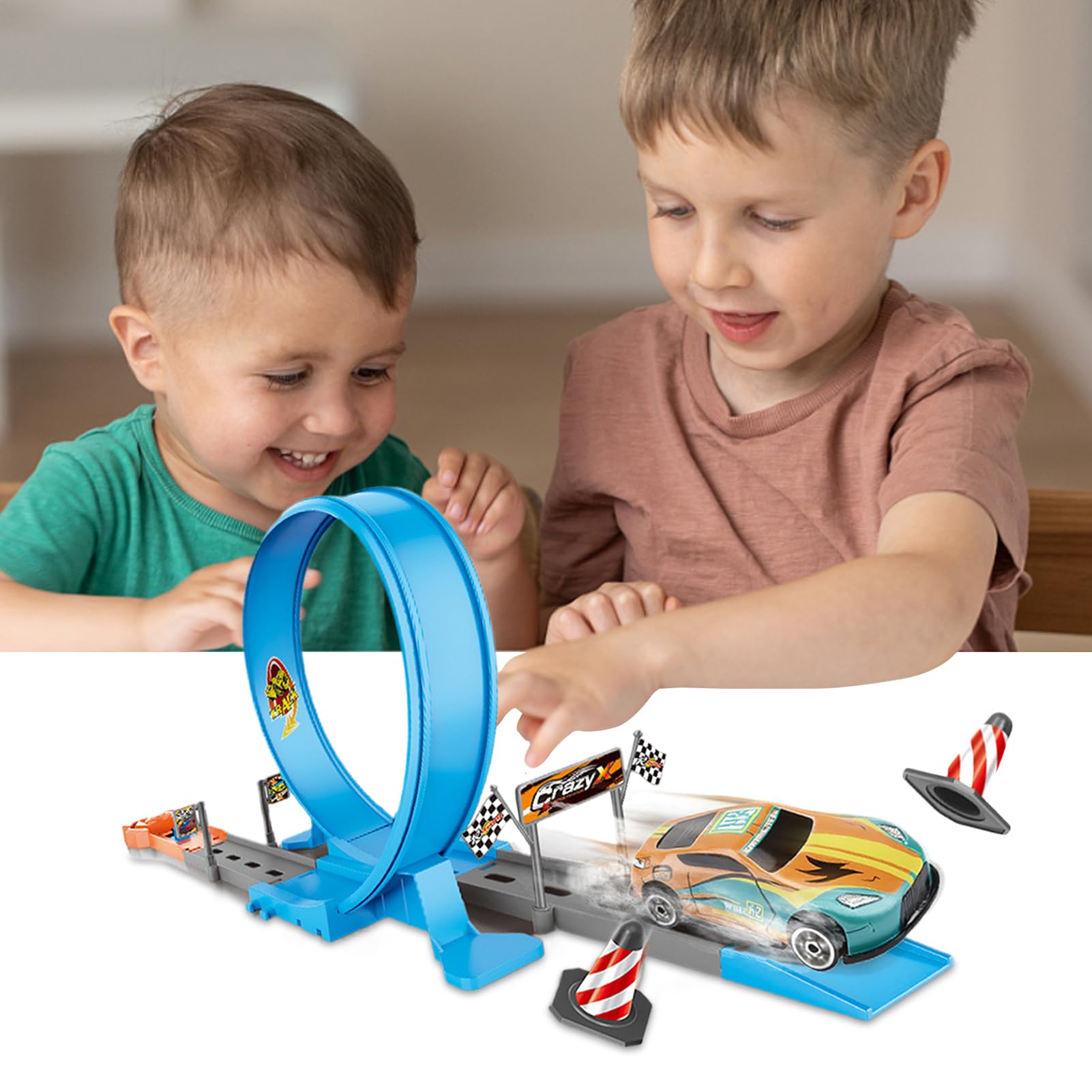 Circuit De Voiture à Escalade Murale 360° – Piste Avec Camion BTP, Intérieur/Extérieur, Abs, Pour Enfants 3-14 Ans, Jeu Compétitif 2 Joueurs