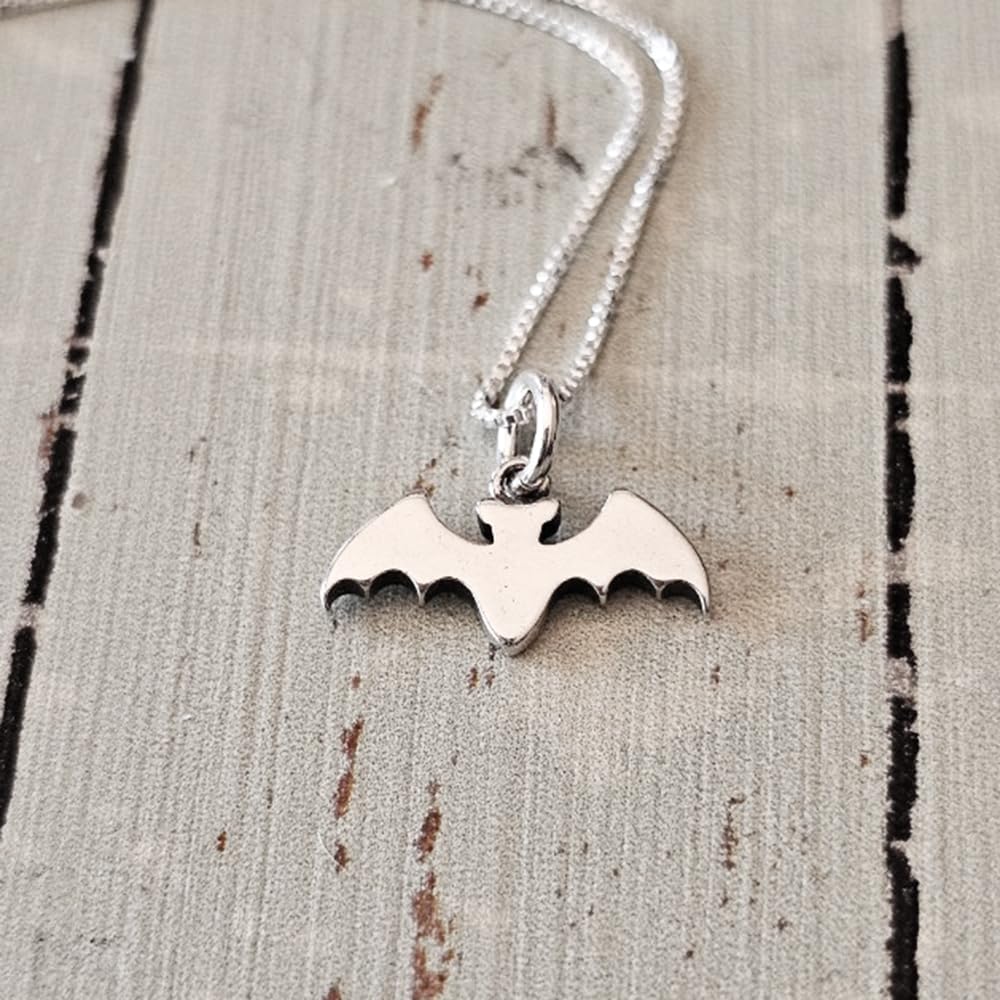 Sterling Silver Tiny Bat Necklace 18", Dainty Minimalist Gothic Animal Pendant for Women & Girls, Halloween Jewelry Gift - Image 2