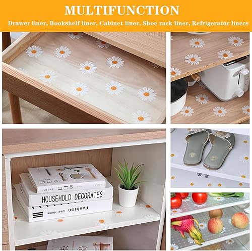 Miniatura 6 de Cooyes Revestimientos de estantes para armarios de cocina, revestimiento de cajón no adhesivo, forro impermeable para refrigerador, forro de alambre