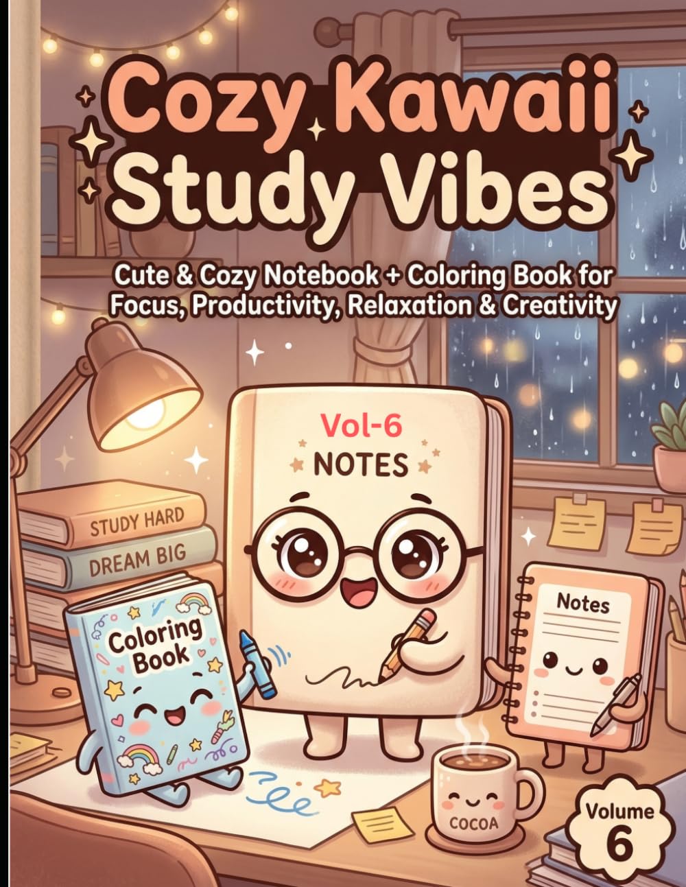 Cozy Kawaii Study Vibes – Volume 6: Cute & Cozy Notebook + Coloring Book for Focus, Productivity, Relaxation & Creativity