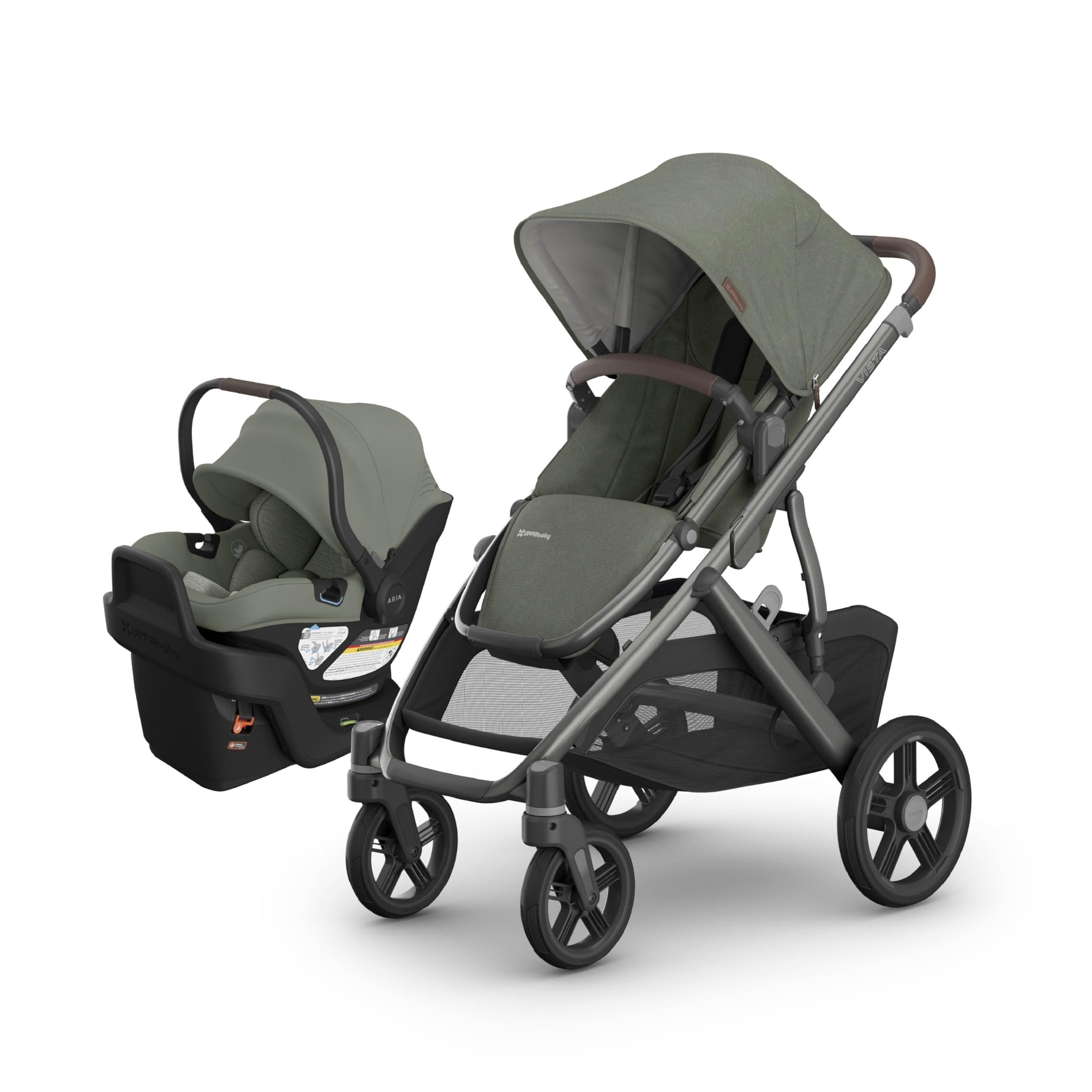 UPPAbaby Vista V3 Stroller + Aria V2 Infant Car Seat Travel System Combo – Toddler Seat, Bumper Bar, Bug and Rain Shields, Car Seat Base, and Infant Insert Included –