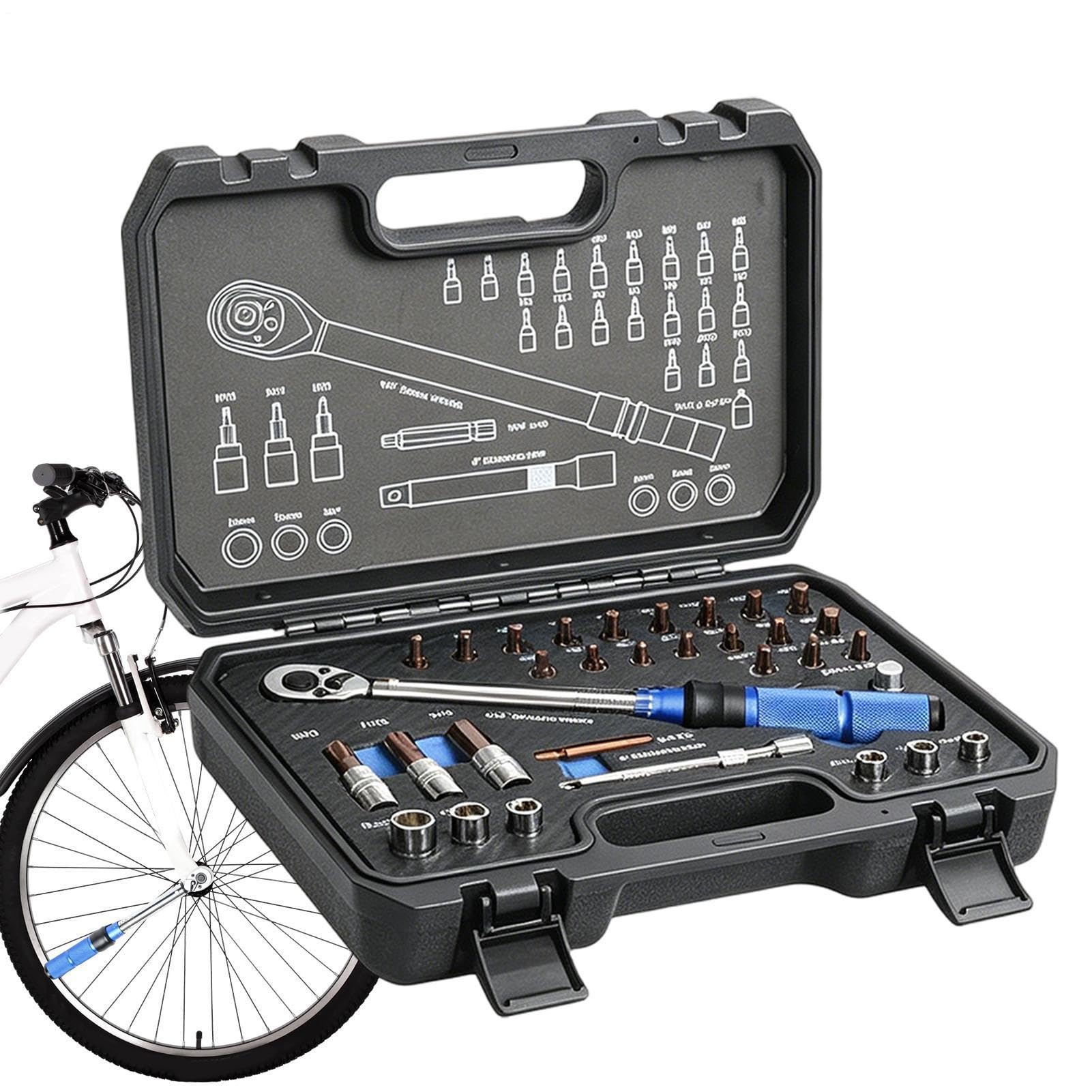 Klucz dynamometryczny rowerowy Narzędzia rowerowe 1/4 | Klucz Dynamometryczny Rower z Końcówkami Bit Do Dokręcania Kierownicy Wspornika Sztycy Siodła Kontrola Bezpieczeństwa
