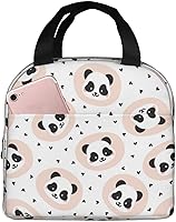 Vista 12 de Bolsa de almuerzo con diseño de oso panda y bambú para mujeres y hombres, con bonito estampado de panda, contenedor aislado con bolsillo frontal