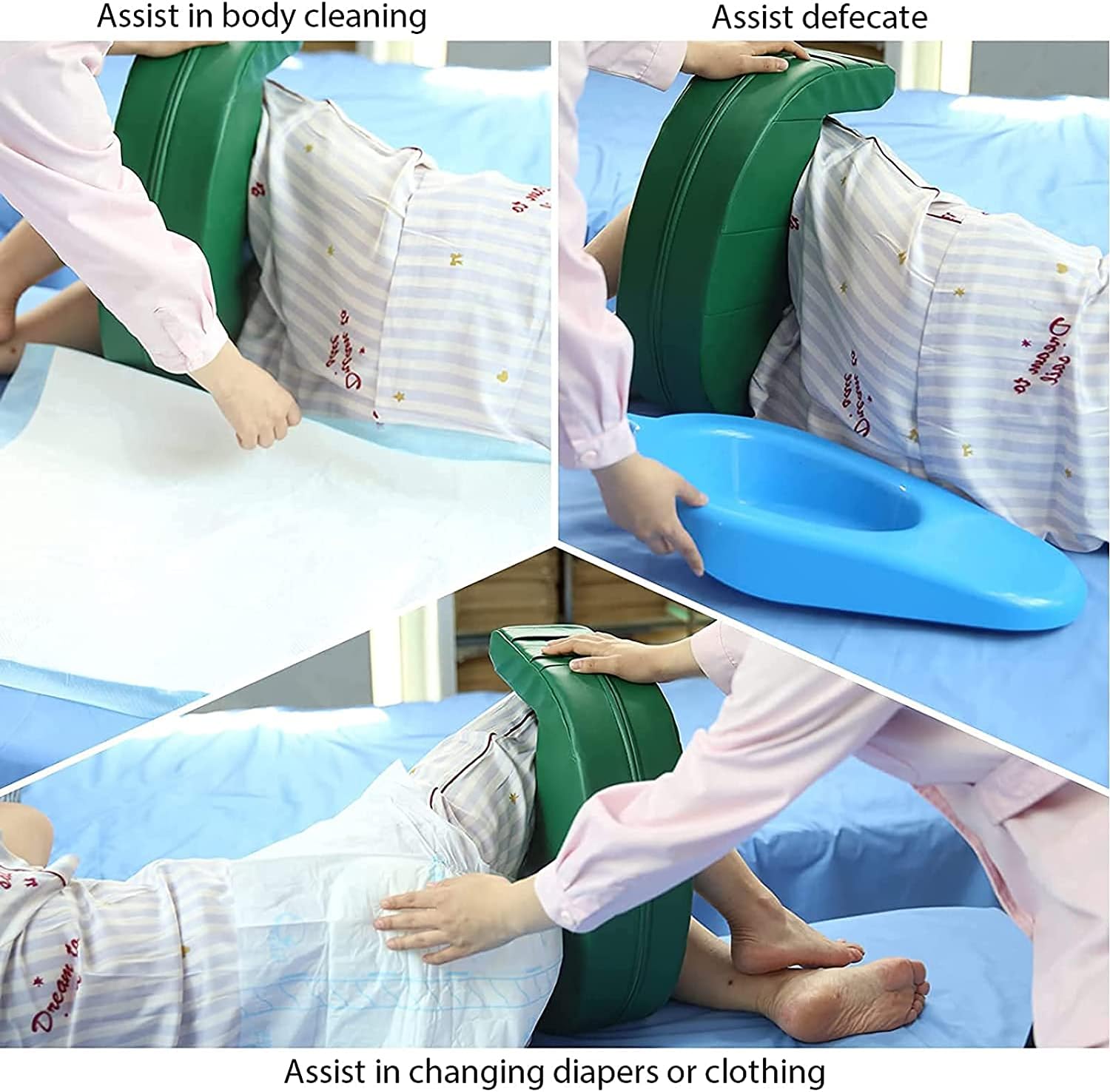 Bed Rest Patient Turning Device- Multifunctional PU Leather Anti- Decubitus Transfer Pad, Paralysis Bed Rest Nursing Products to Help Elderly Turn Over