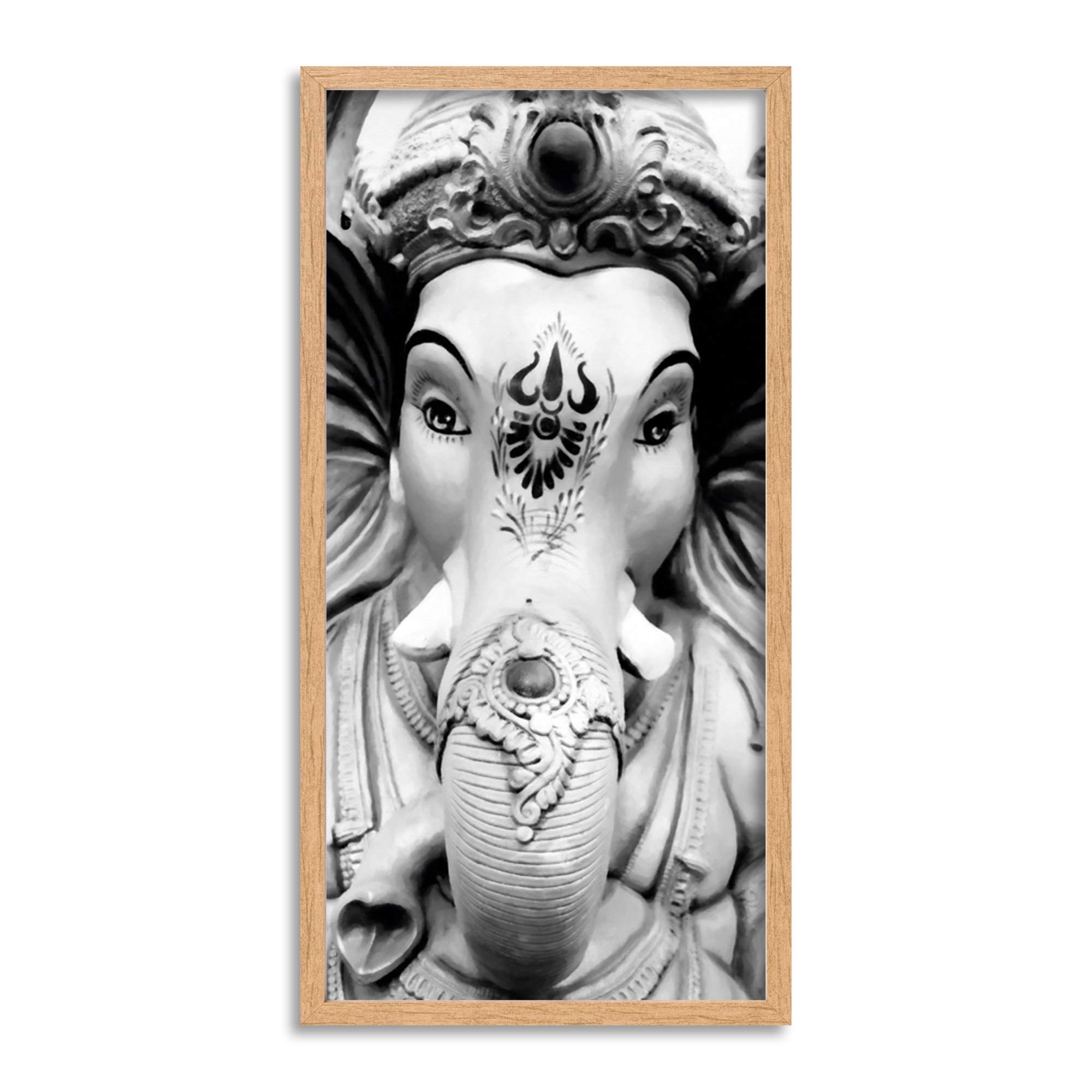 Wee Blue Coo Ganesha Hindu Elephant God Long Panel Framed Wall Art Print
